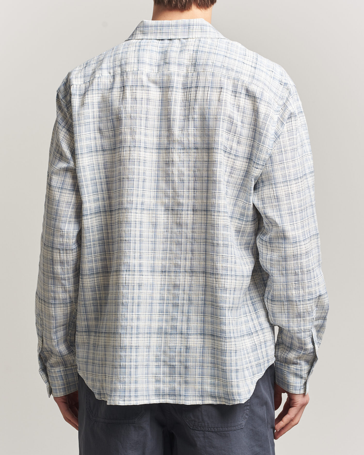Mies | Kauluspaidat | Palmes | Cotton/Linen Shirt Light Blue Check
