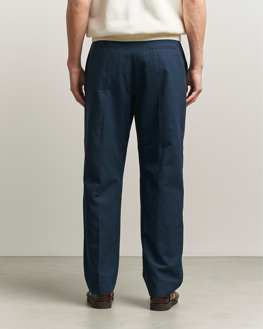 Mies | Housut | Palmes | Pleated Cotton Trousers Navy