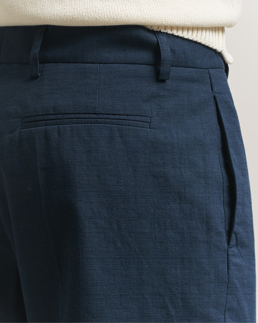 Mies | Housut | Palmes | Pleated Cotton Trousers Navy