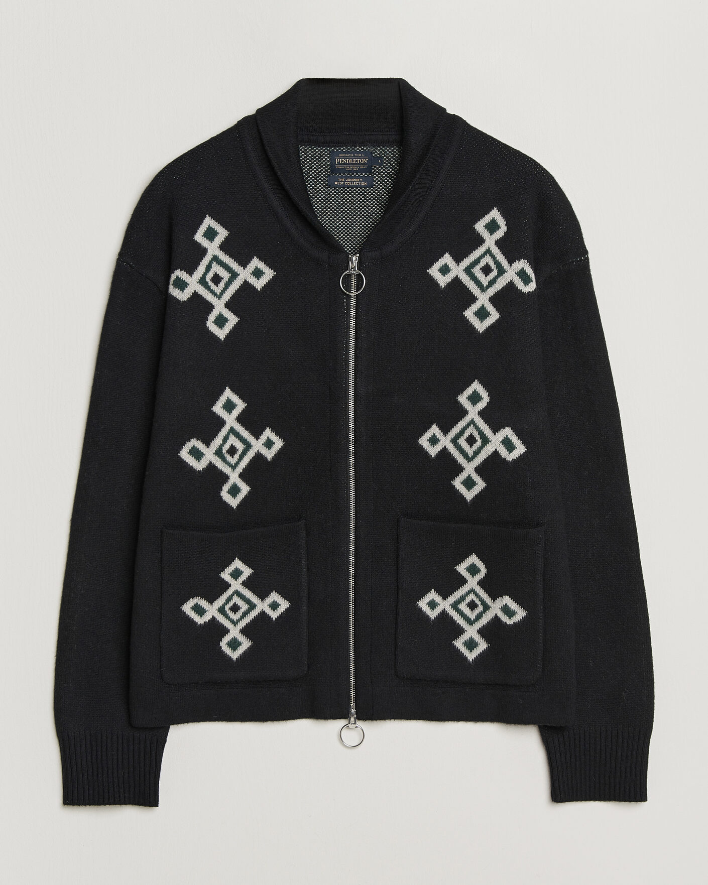 Mies | Puserot | Pendleton | Jacquard Motif Zip Cardigan Midnight
