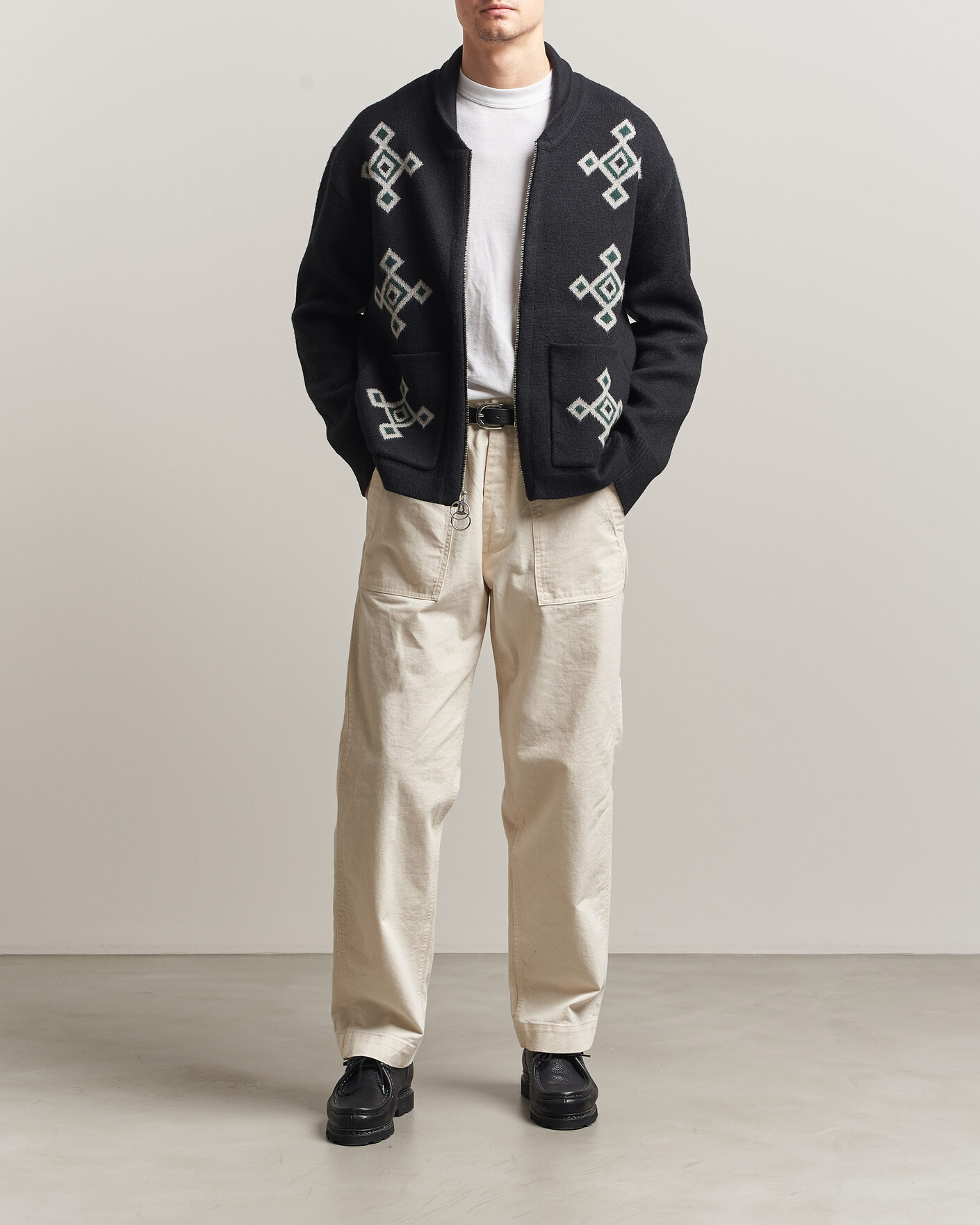 Mies | Puserot | Pendleton | Jacquard Motif Zip Cardigan Midnight