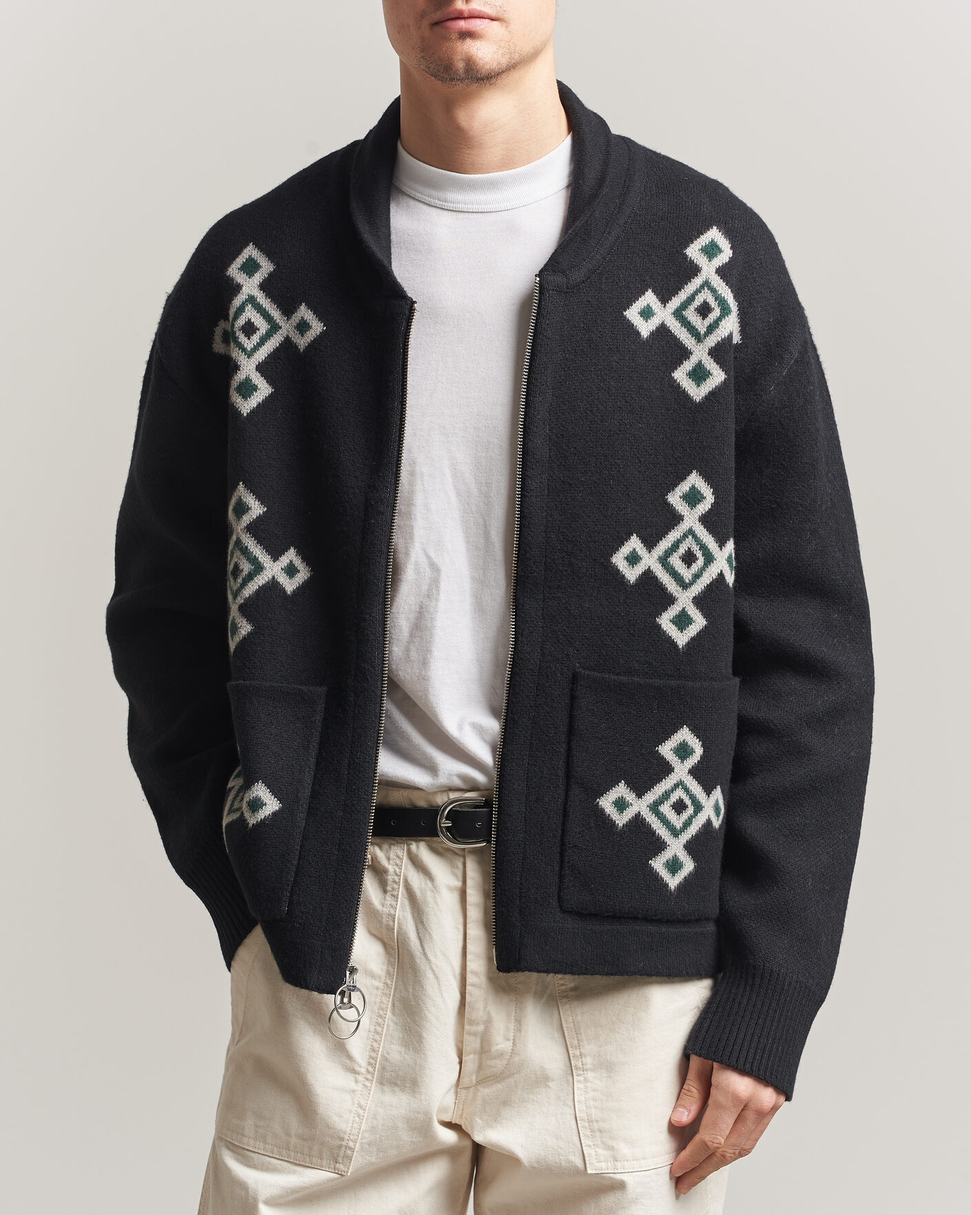 Mies | Puserot | Pendleton | Jacquard Motif Zip Cardigan Midnight