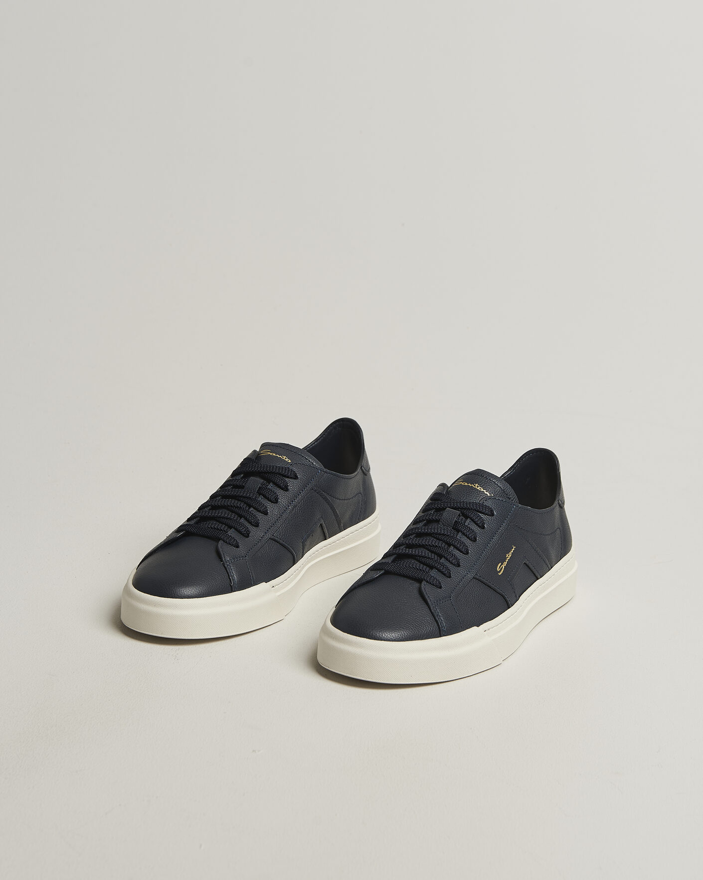 Mies | Tennarit | Santoni | Double Buckle Sneakers Navy Calf
