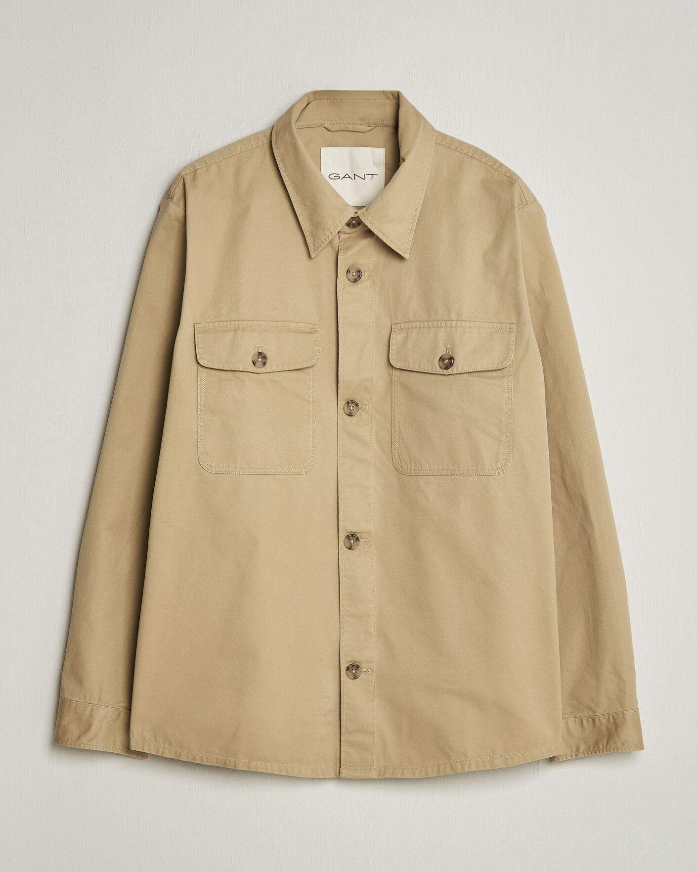 Mies | Kauluspaidat | Gant | Regular Fit Cotton Twill Overshirt Woody Beige