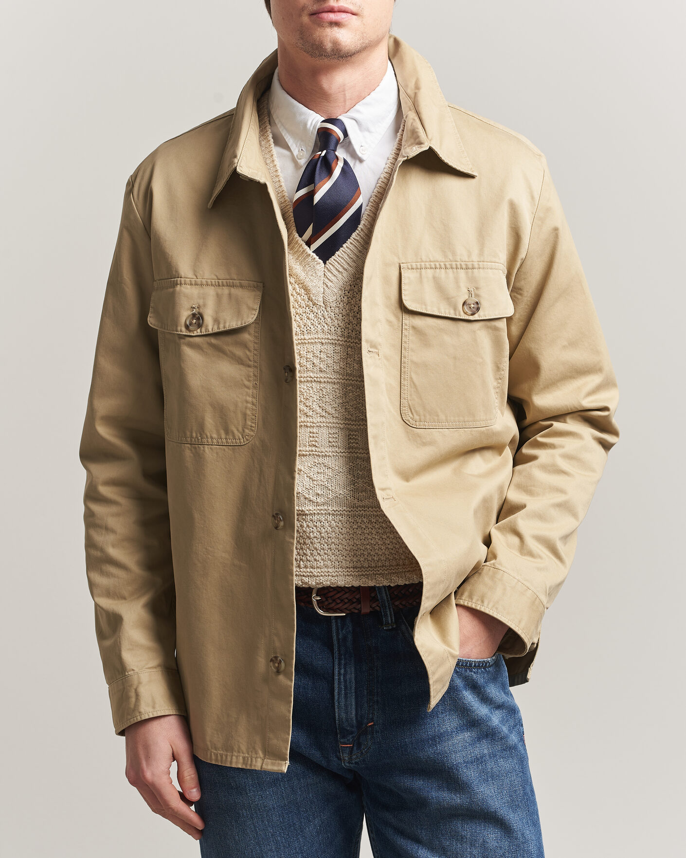Mies | Kauluspaidat | Gant | Regular Fit Cotton Twill Overshirt Woody Beige