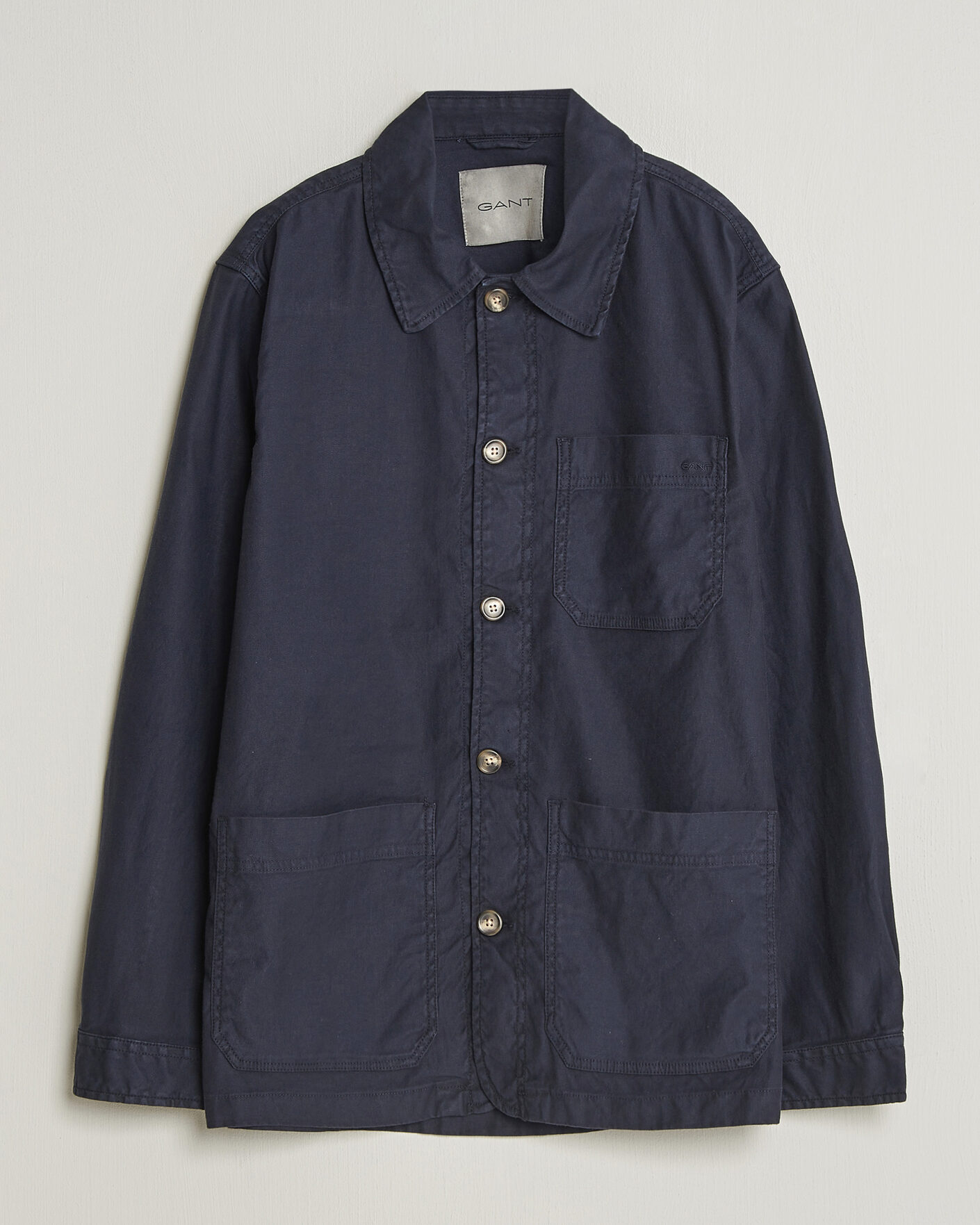 Mies | Kauluspaidat | GANT | Regular Fit Cotton/Linen Overshirt Evening Blue