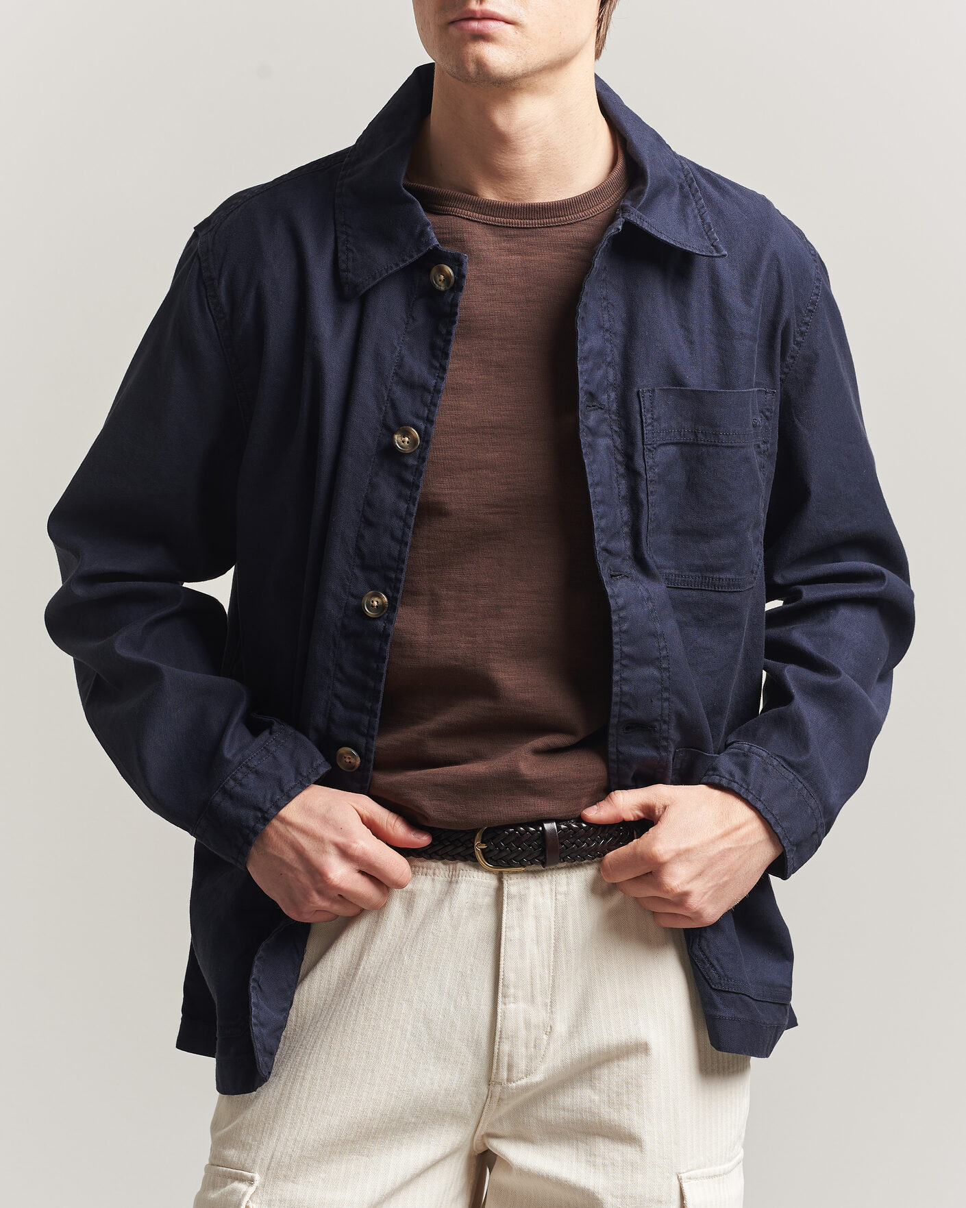 Mies | Kauluspaidat | Gant | Regular Fit Cotton/Linen Overshirt Evening Blue