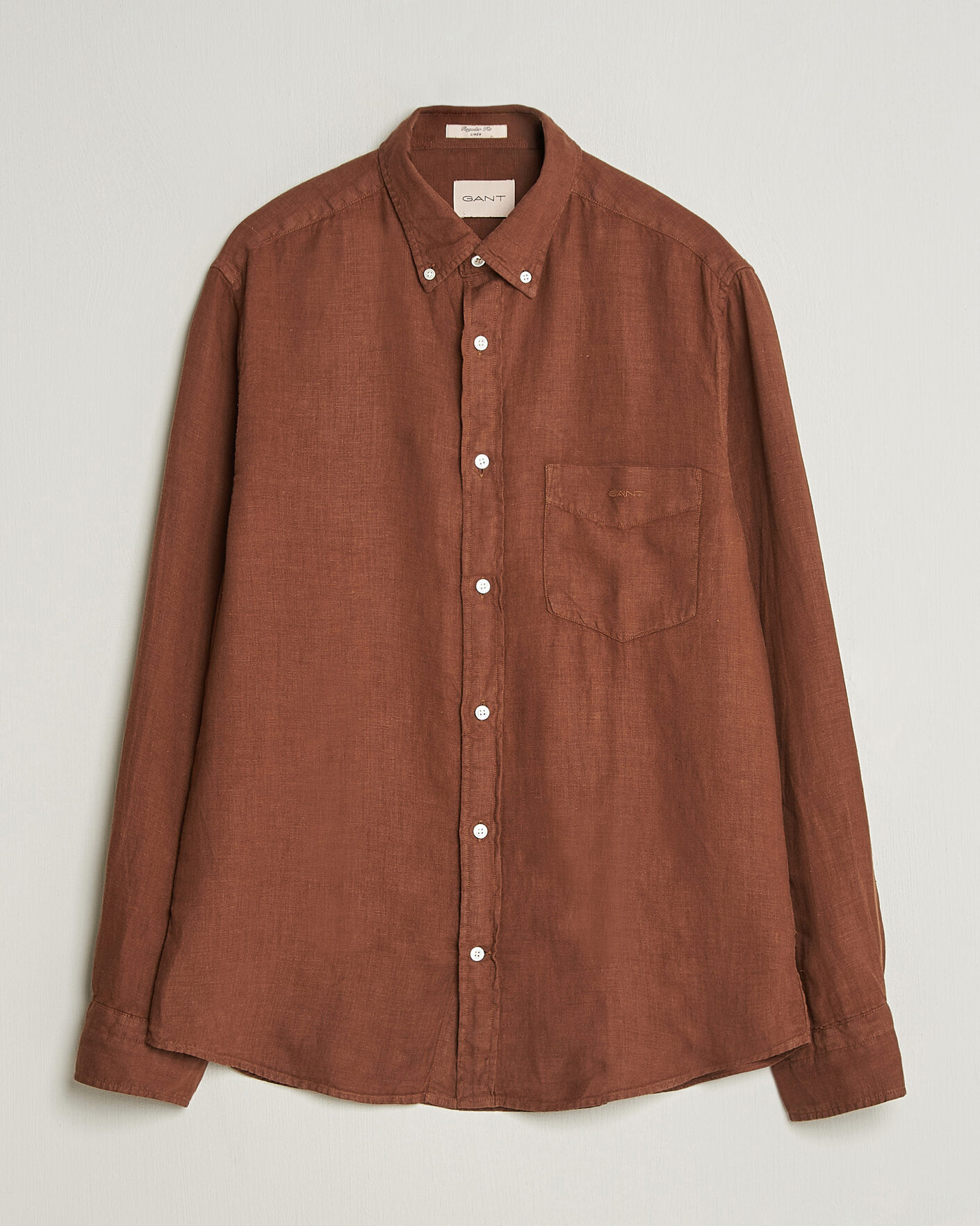 Mies | Kauluspaidat | Gant | Regular Fit Garment Dyed Linen Shirt Mahogany Brown