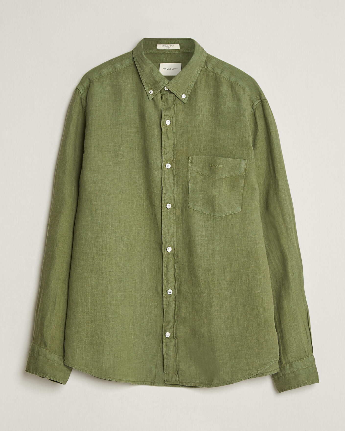 Mies | Kauluspaidat | Gant | Regular Fit Garment Dyed Linen Shirt Dry Herb Green