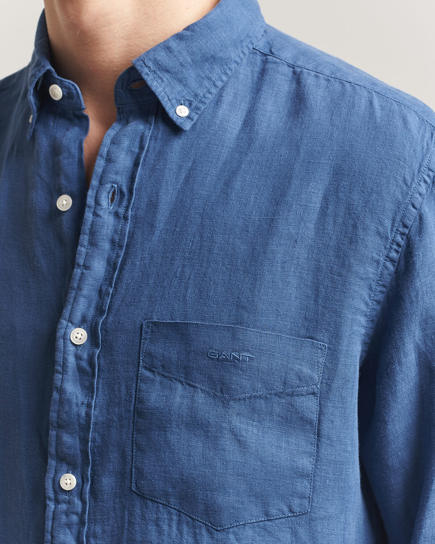 Mies | Kauluspaidat | Gant | Regular Fit Garment Dyed Linen Shirt Vintage Blue