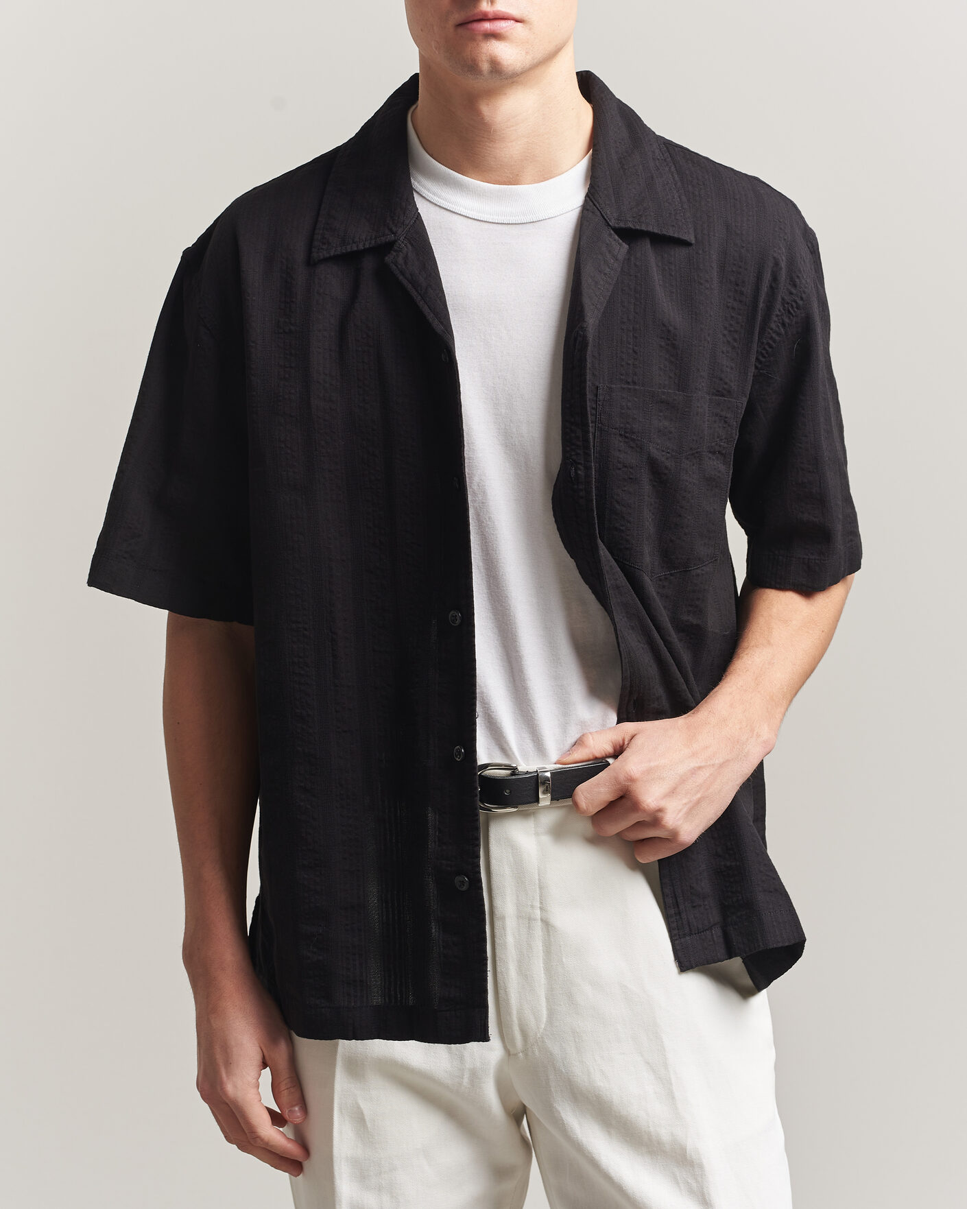 Mies | Kauluspaidat | Gant | Relaxed Fit Dobby Striped Camp Shirt Black
