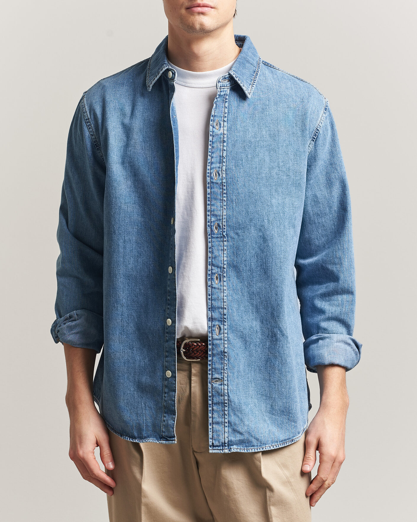 Mies | Kauluspaidat | Gant | Regular Fit Denim Shirt Semi Light Blue Worn In
