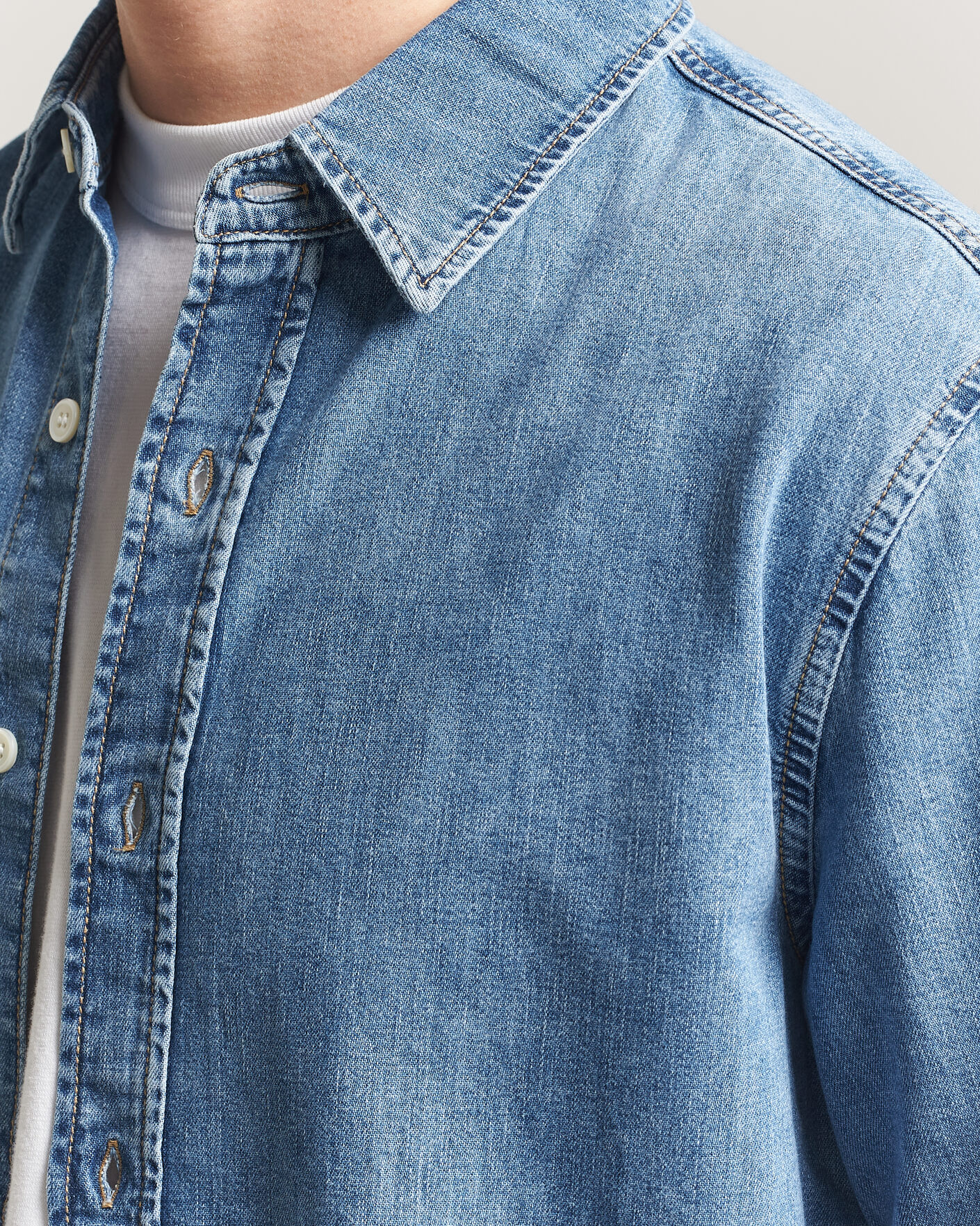 Mies | Kauluspaidat | Gant | Regular Fit Denim Shirt Semi Light Blue Worn In