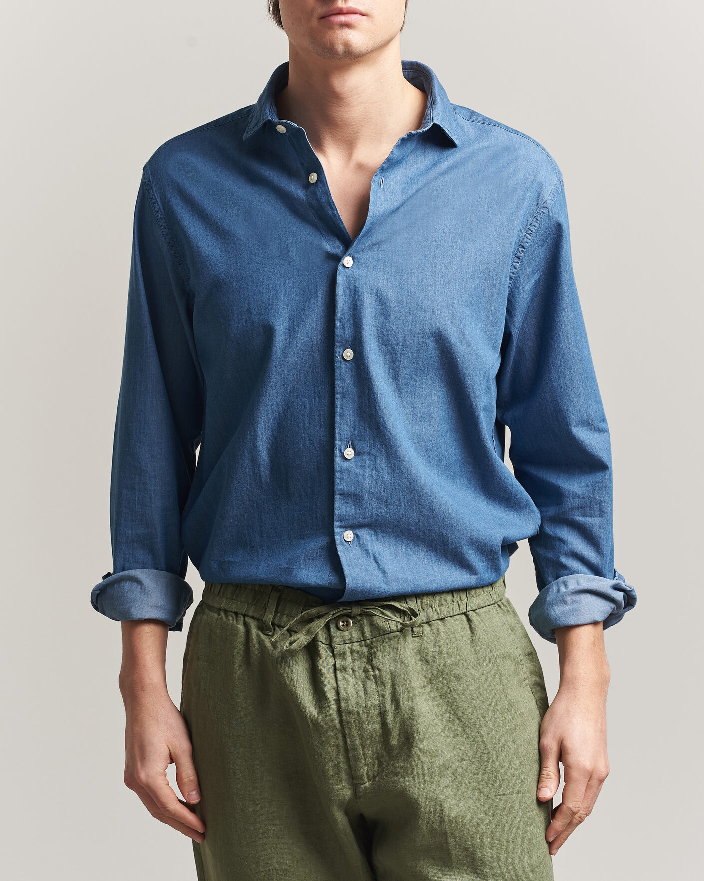 Mies | Kauluspaidat | Gant | Regular Fit Indigo Twill Shirt Semi Light Blue