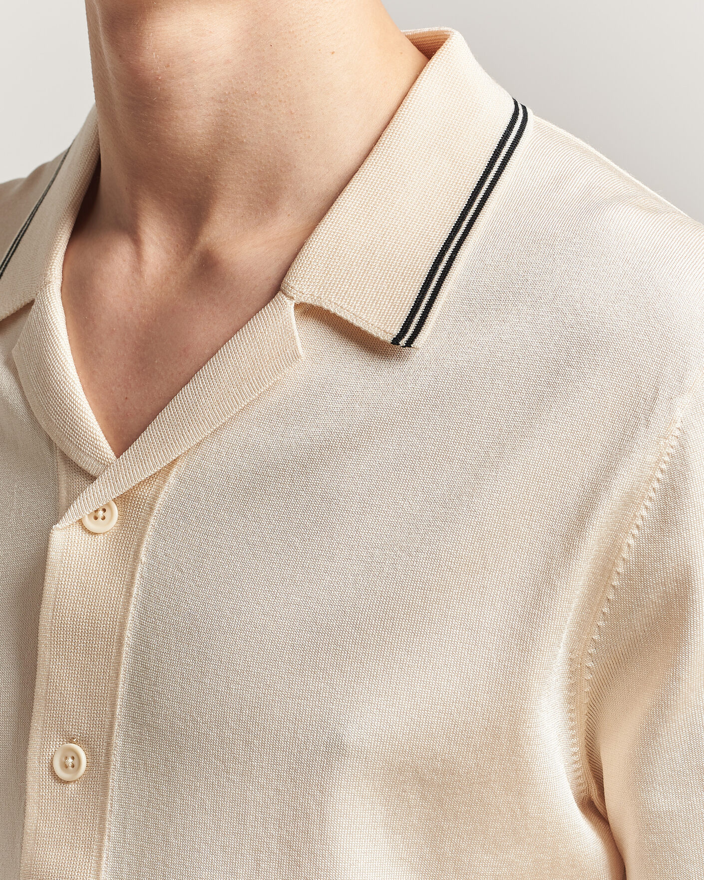 Mies | Kauluspaidat | Gant | Knitted Resort Collar Shirt Creamed White