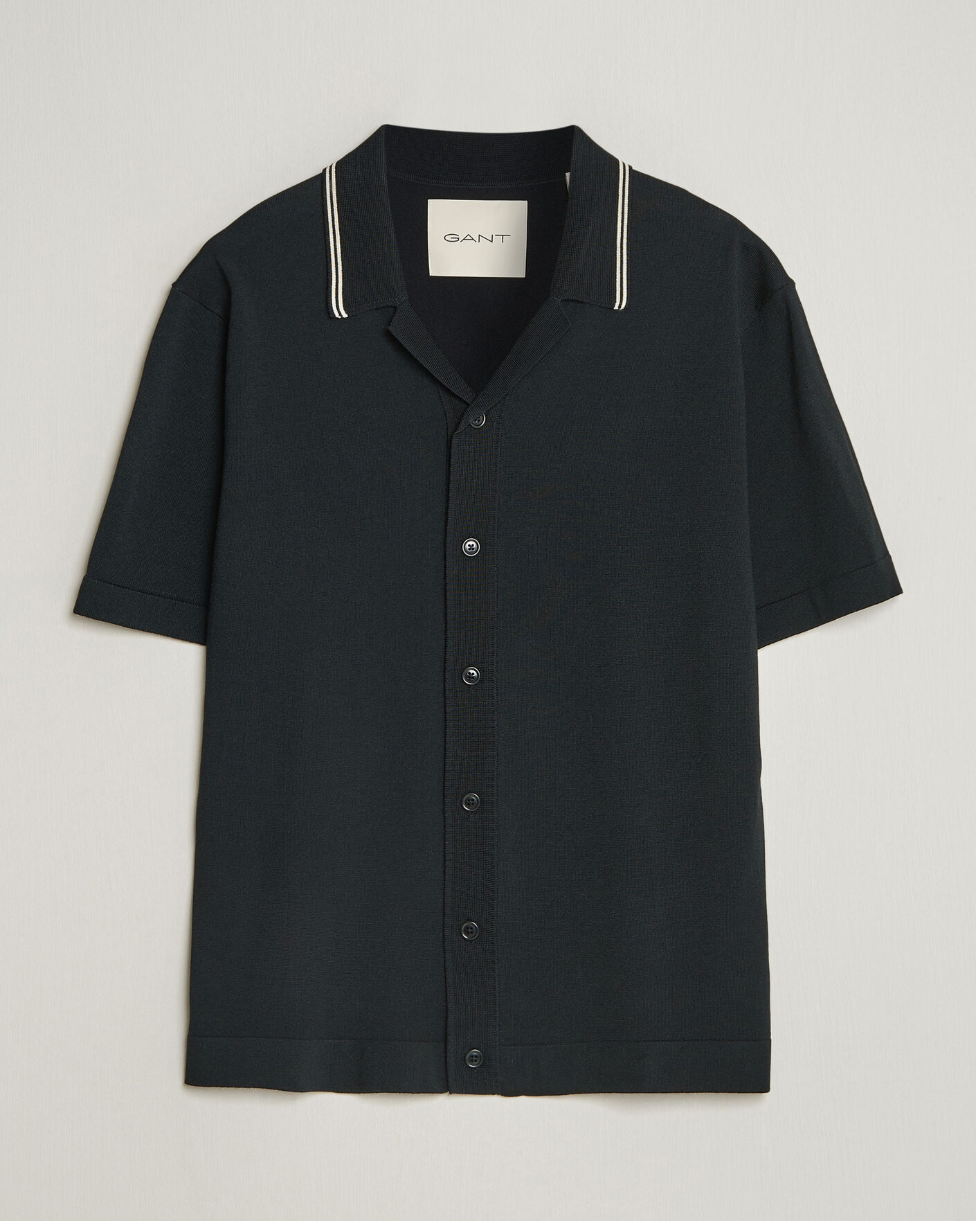 Mies | Kauluspaidat | GANT | Knitted Resort Collar Shirt Black
