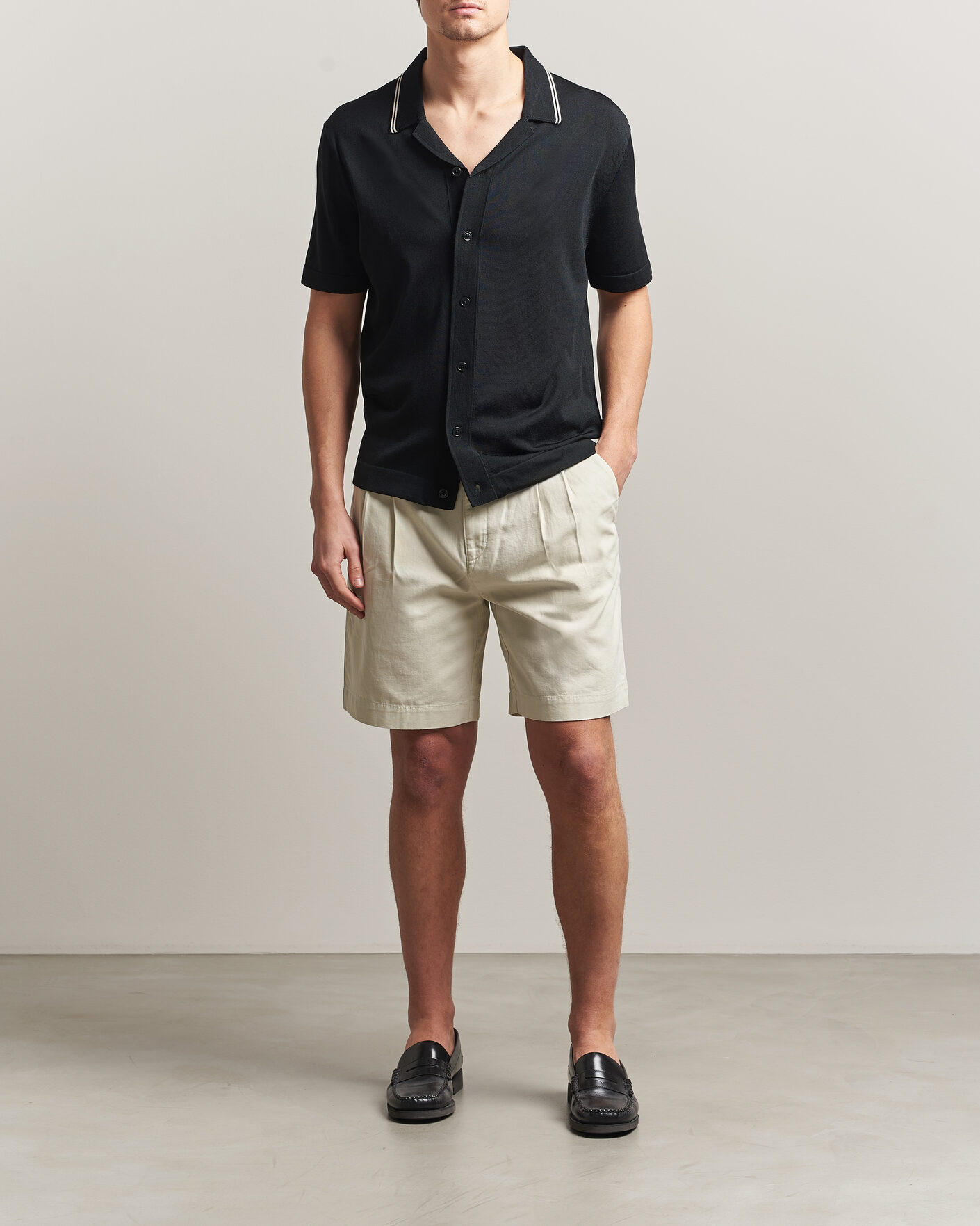 Mies | Kauluspaidat | Gant | Knitted Resort Collar Shirt Black