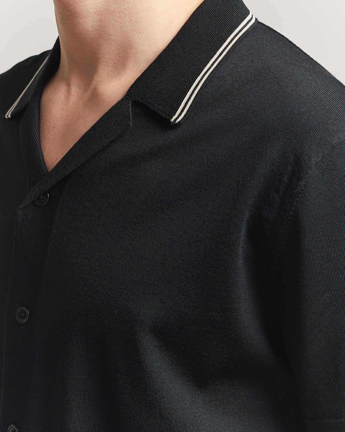 Mies | Kauluspaidat | GANT | Knitted Resort Collar Shirt Black