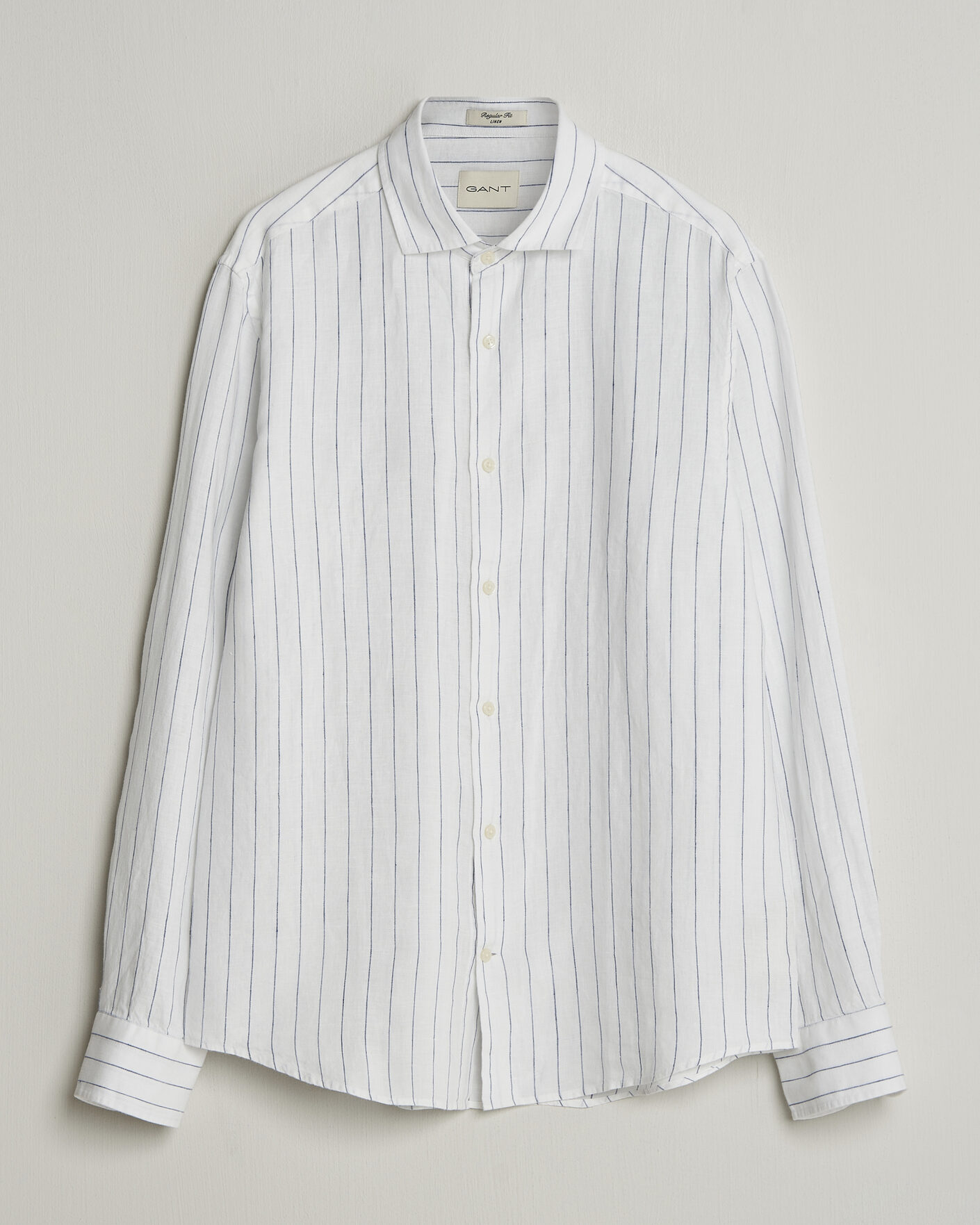 Mies | Kauluspaidat | Gant | Regular Fit Linen Striped Shirt White