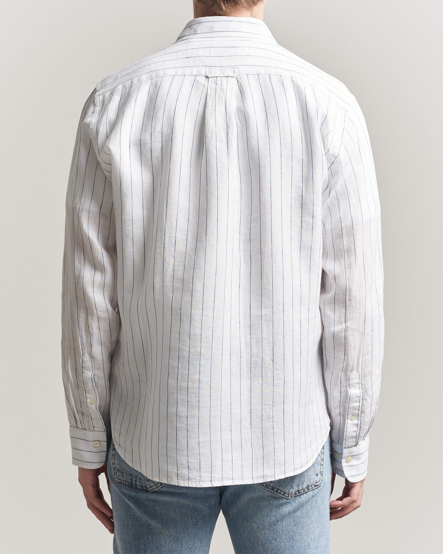 Mies | Kauluspaidat | Gant | Regular Fit Linen Striped Shirt White