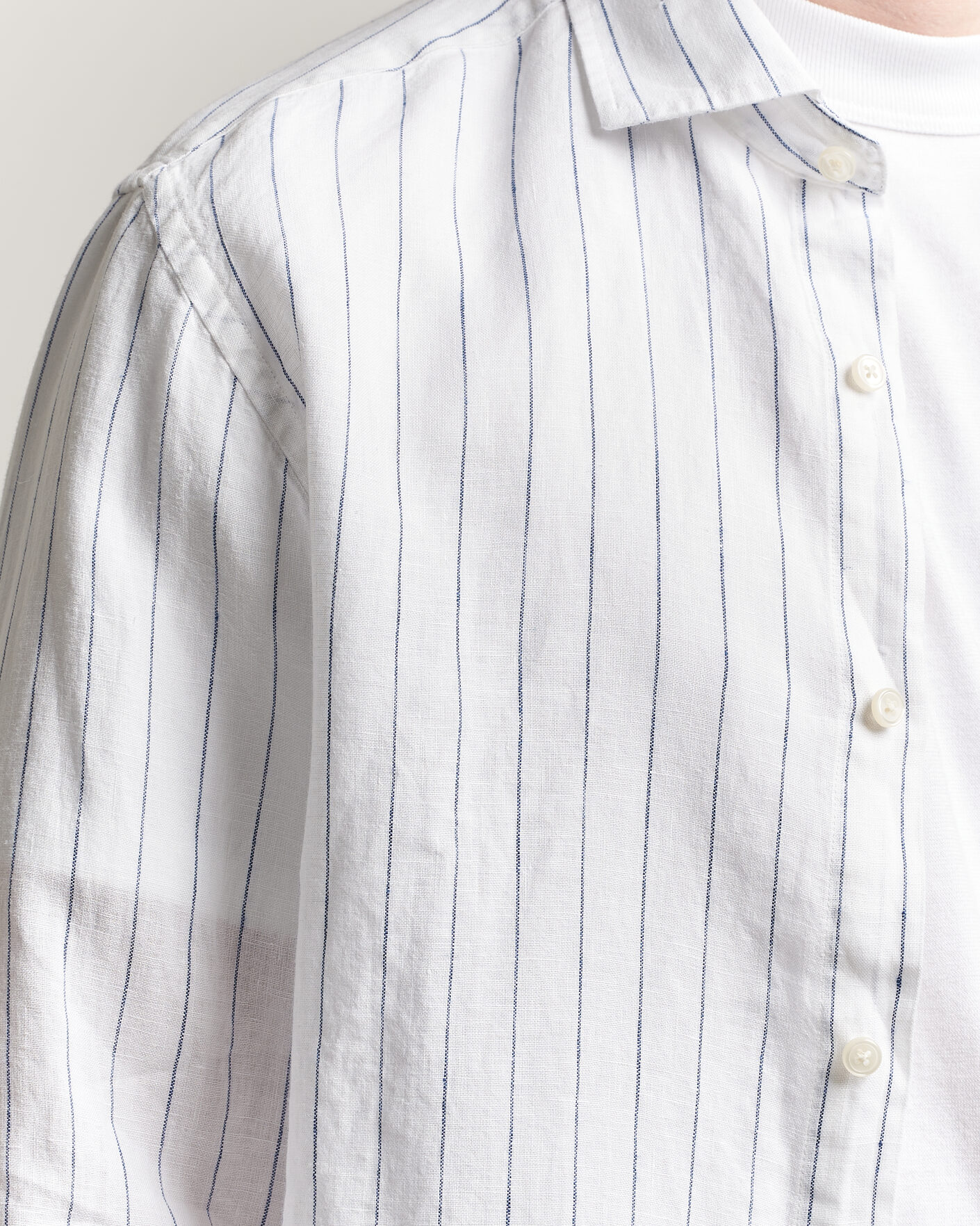 Mies | Kauluspaidat | Gant | Regular Fit Linen Striped Shirt White