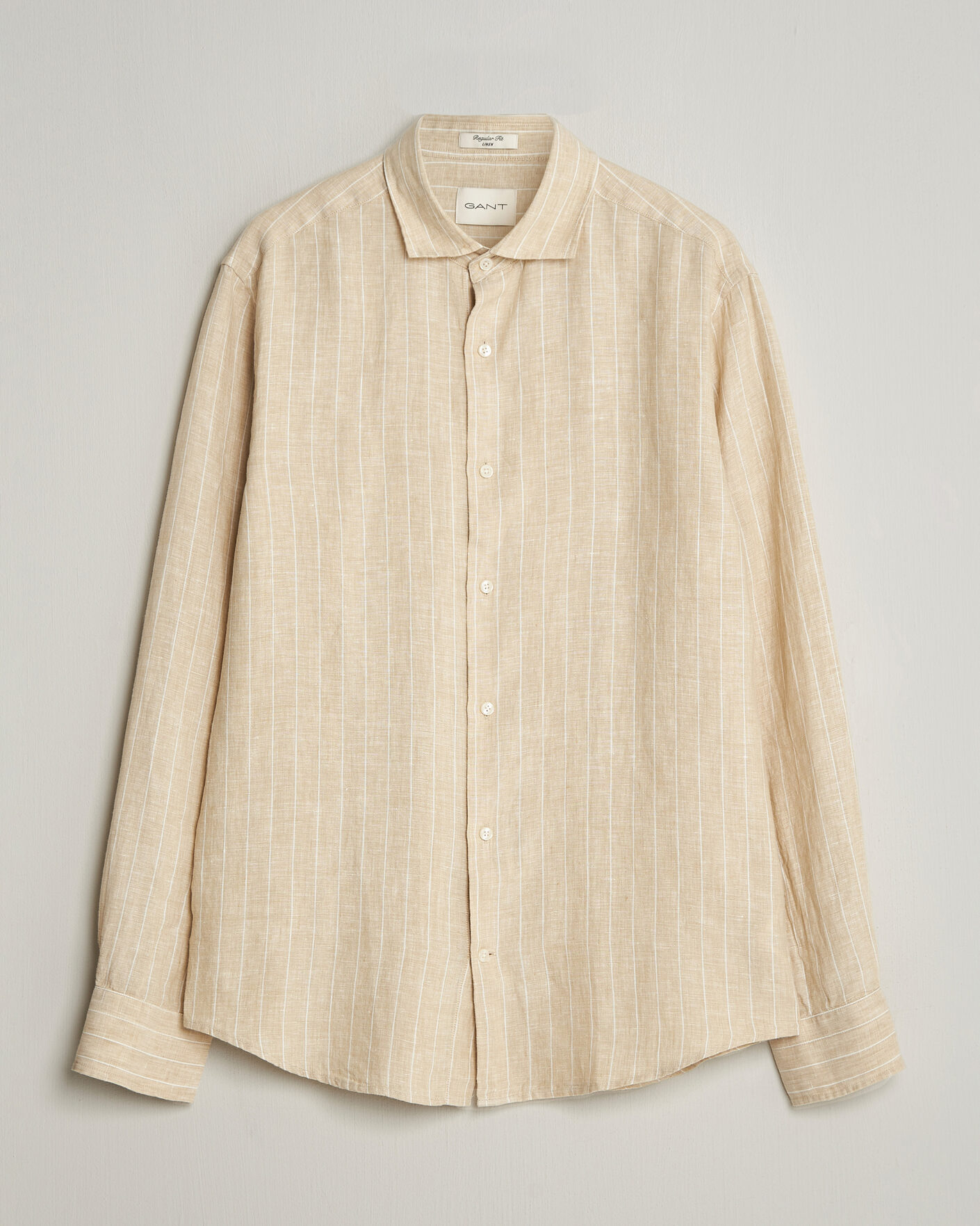 Mies | Kauluspaidat | Gant | Regular Fit Linen Striped Shirt Oat Beige