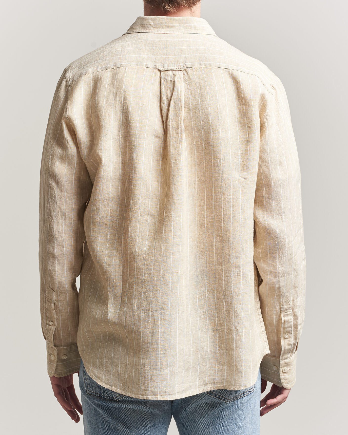 Mies | Kauluspaidat | Gant | Regular Fit Linen Striped Shirt Oat Beige