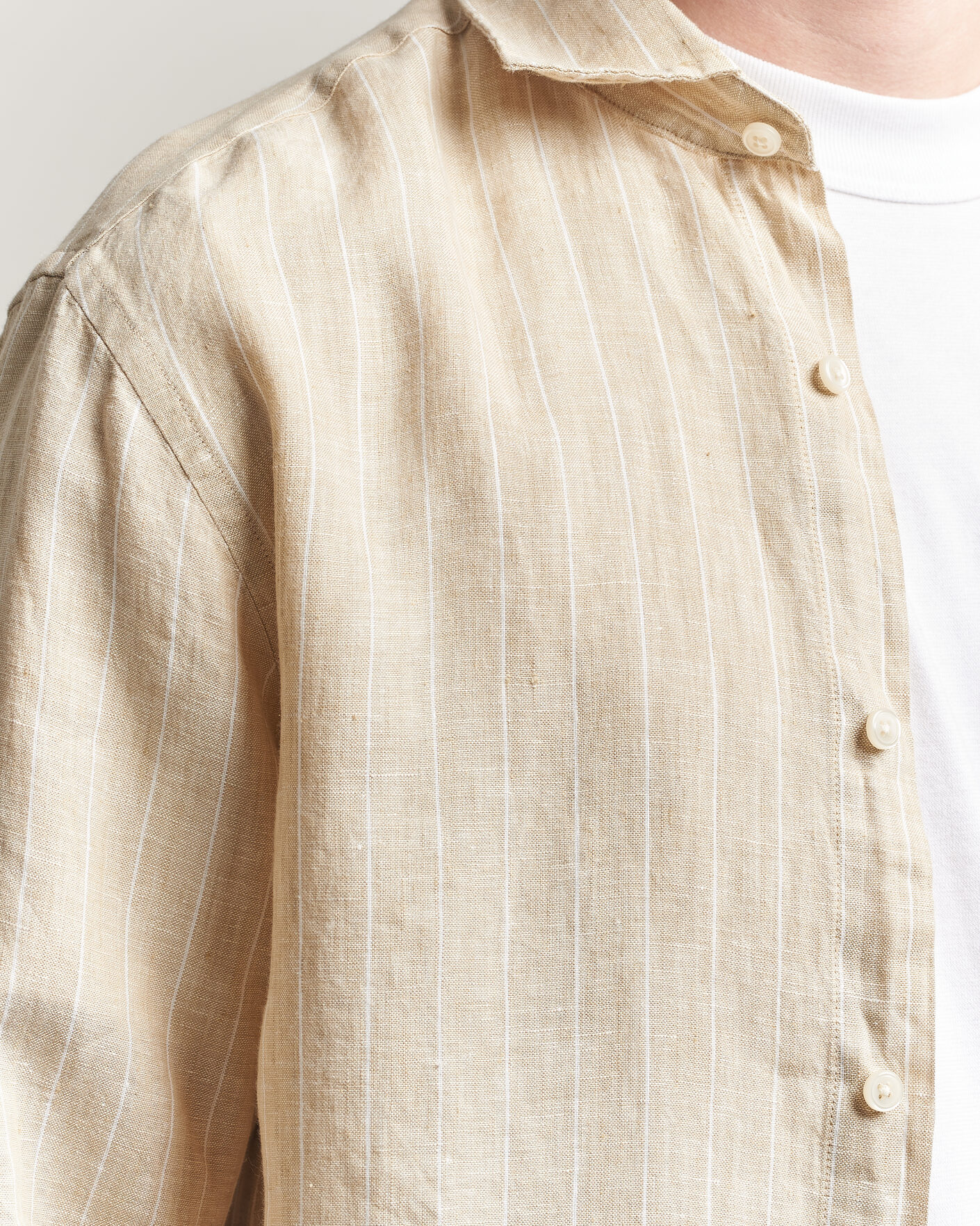Mies | Kauluspaidat | Gant | Regular Fit Linen Striped Shirt Oat Beige