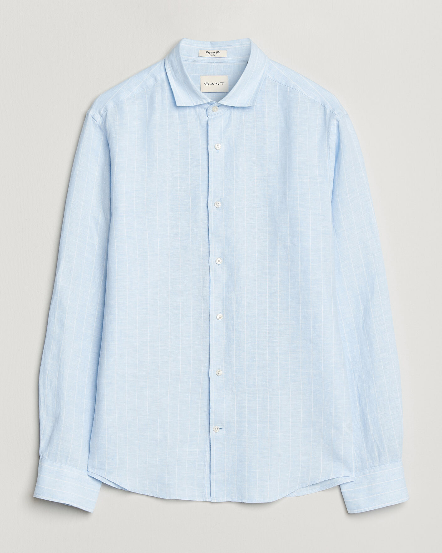 Mies | Kauluspaidat | Gant | Regular Fit Linen Striped Shirt Sky Blue