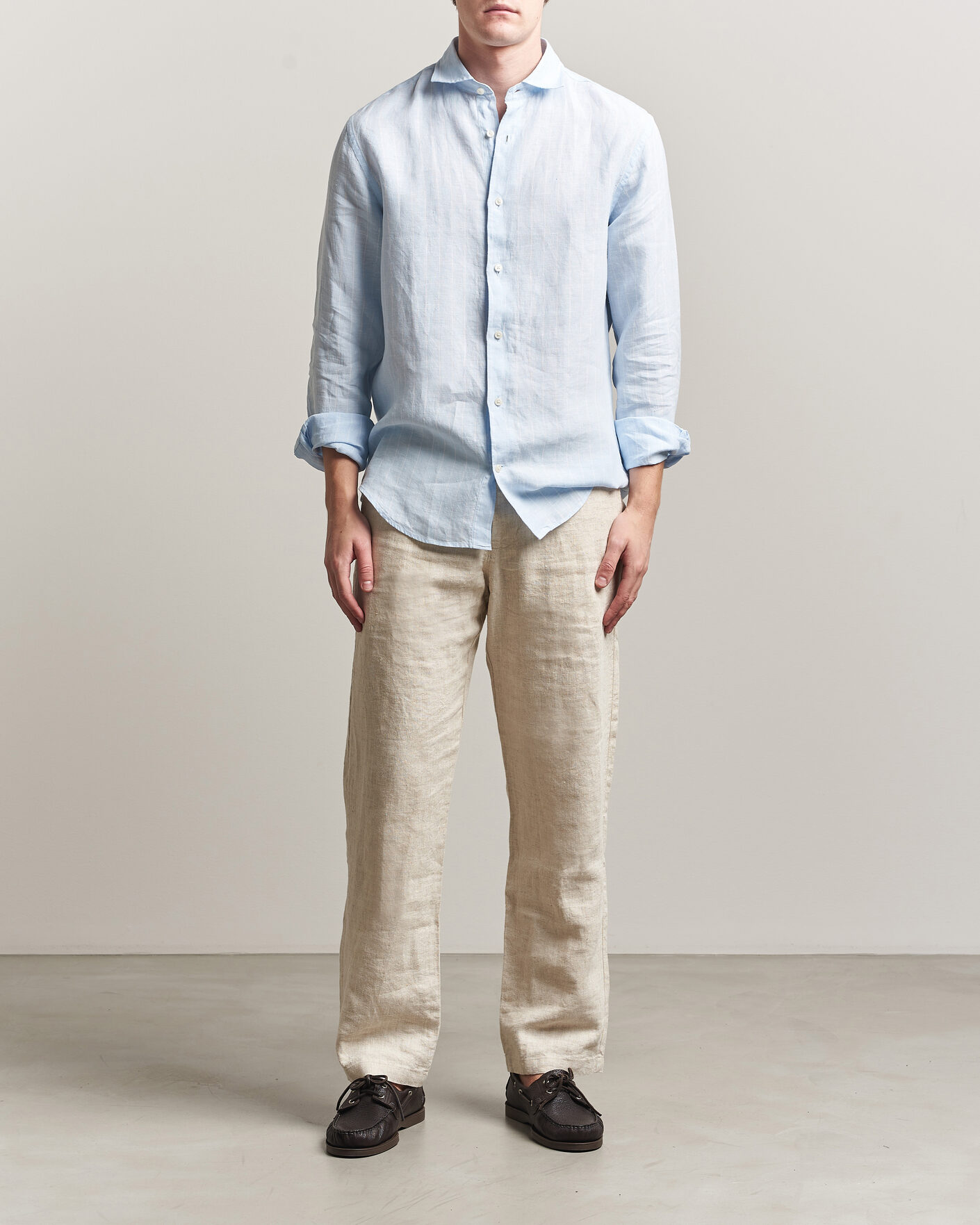 Mies | Kauluspaidat | Gant | Regular Fit Linen Striped Shirt Sky Blue