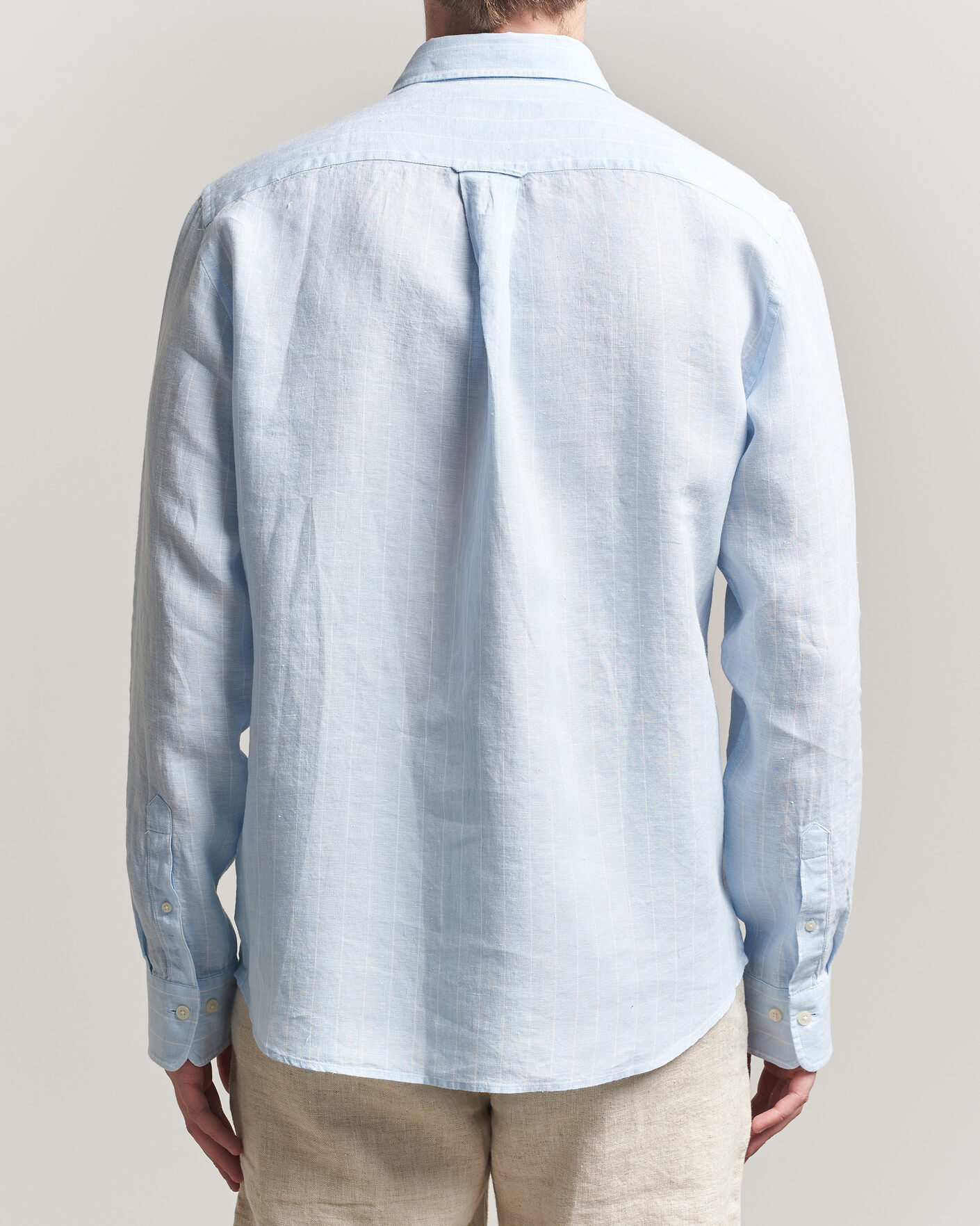 Mies | Kauluspaidat | Gant | Regular Fit Linen Striped Shirt Sky Blue