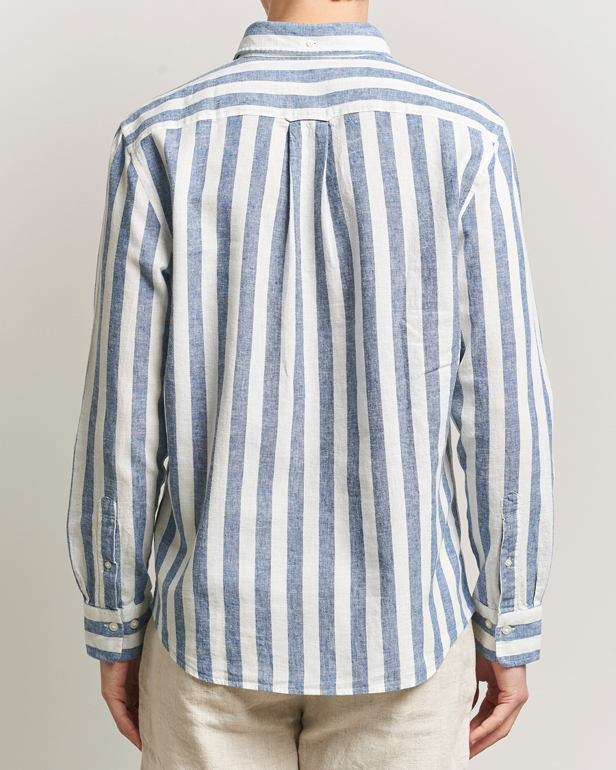 Mies | Kauluspaidat | GANT | Regular Fit Linen/Cotton Striped Shirt Vintage Blue