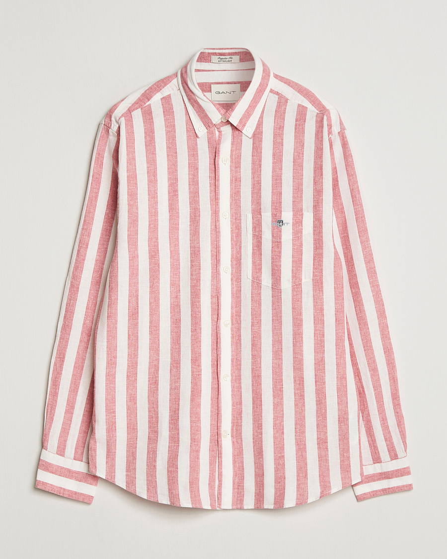 Mies | Kauluspaidat | GANT | Regular Fit Linen/Cotton Striped Shirt Rose Pink