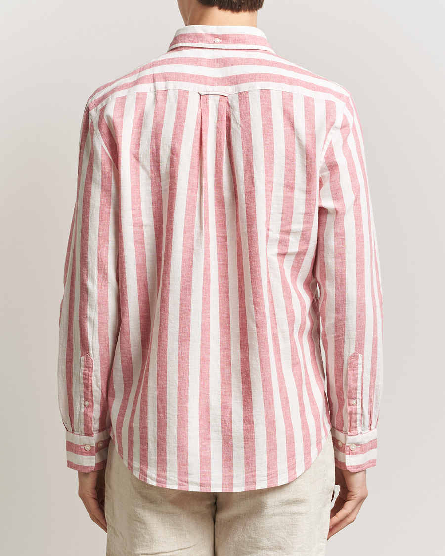 Mies | Kauluspaidat | GANT | Regular Fit Linen/Cotton Striped Shirt Rose Pink