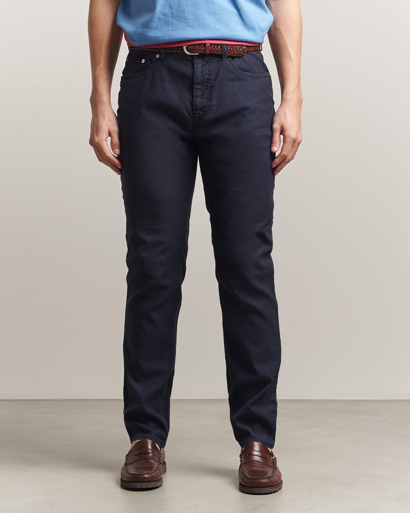 Mies | Housut | Gant | Slim Fit Cotton/Linen 5-Pocket Pants Evening Blue