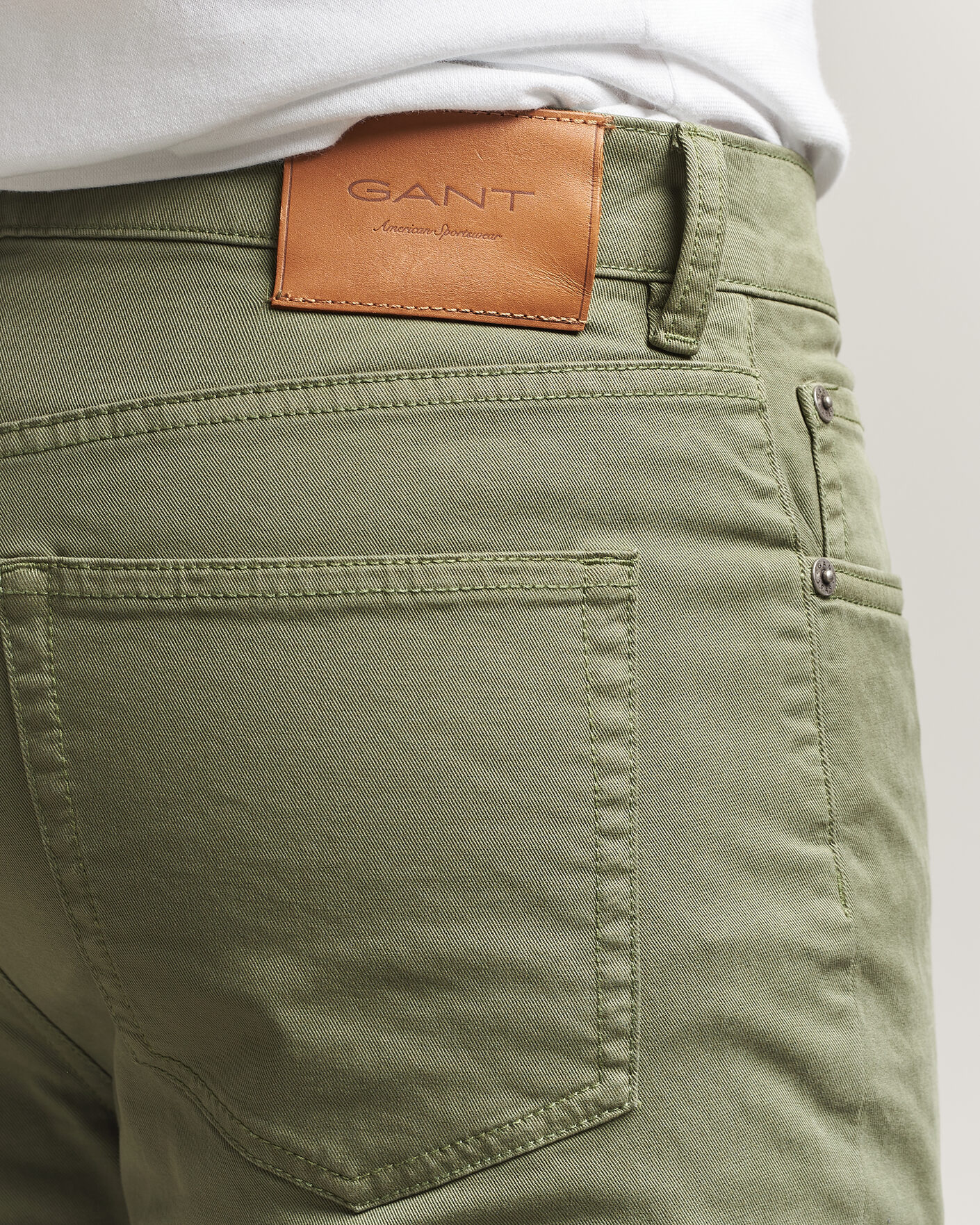 Mies | Housut | GANT | Slim Fit Desert 5-Pocket Pants Dry Herb Green