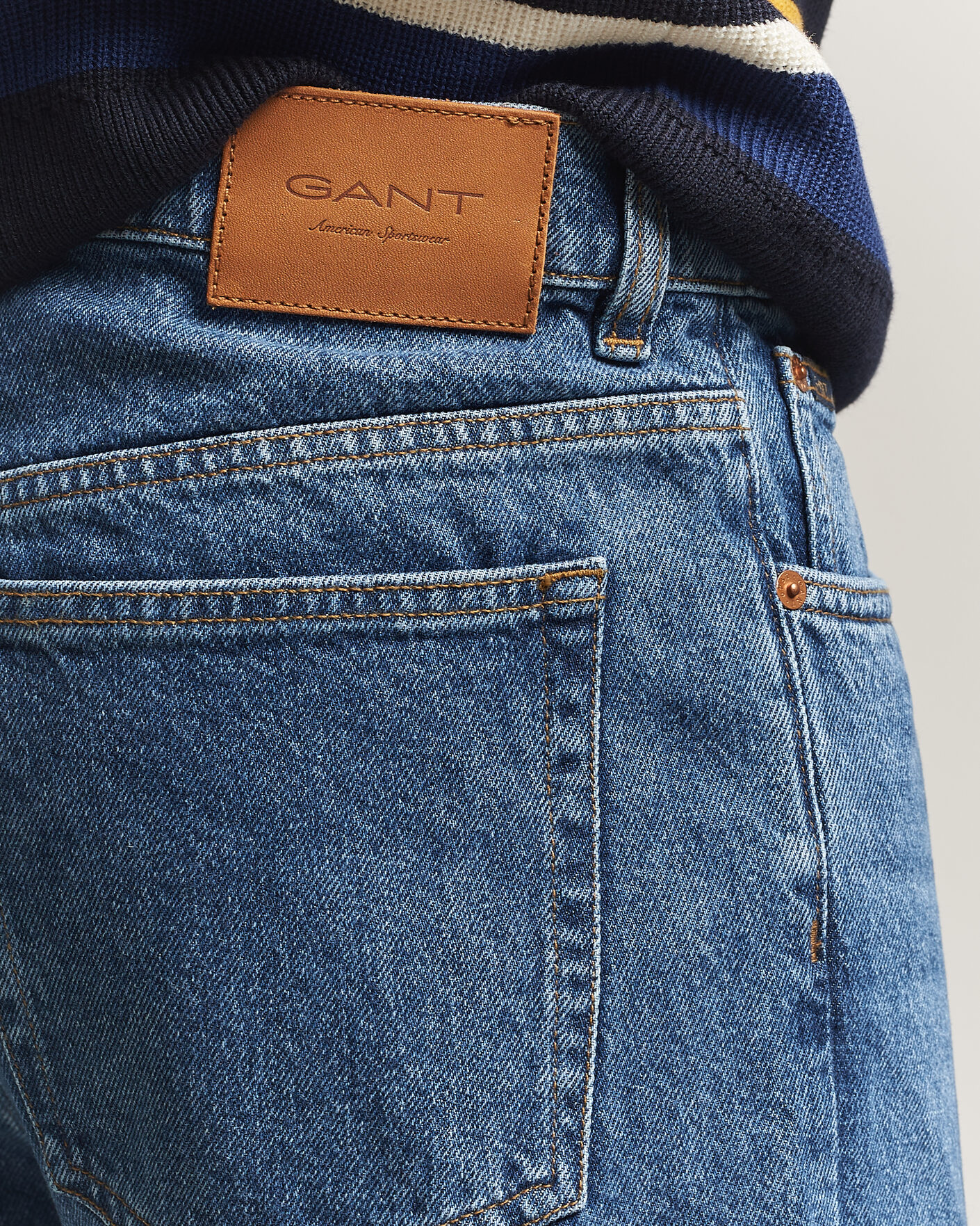 Mies | Housut | Gant | Straight Fit Jeans Mid Blue Worn In