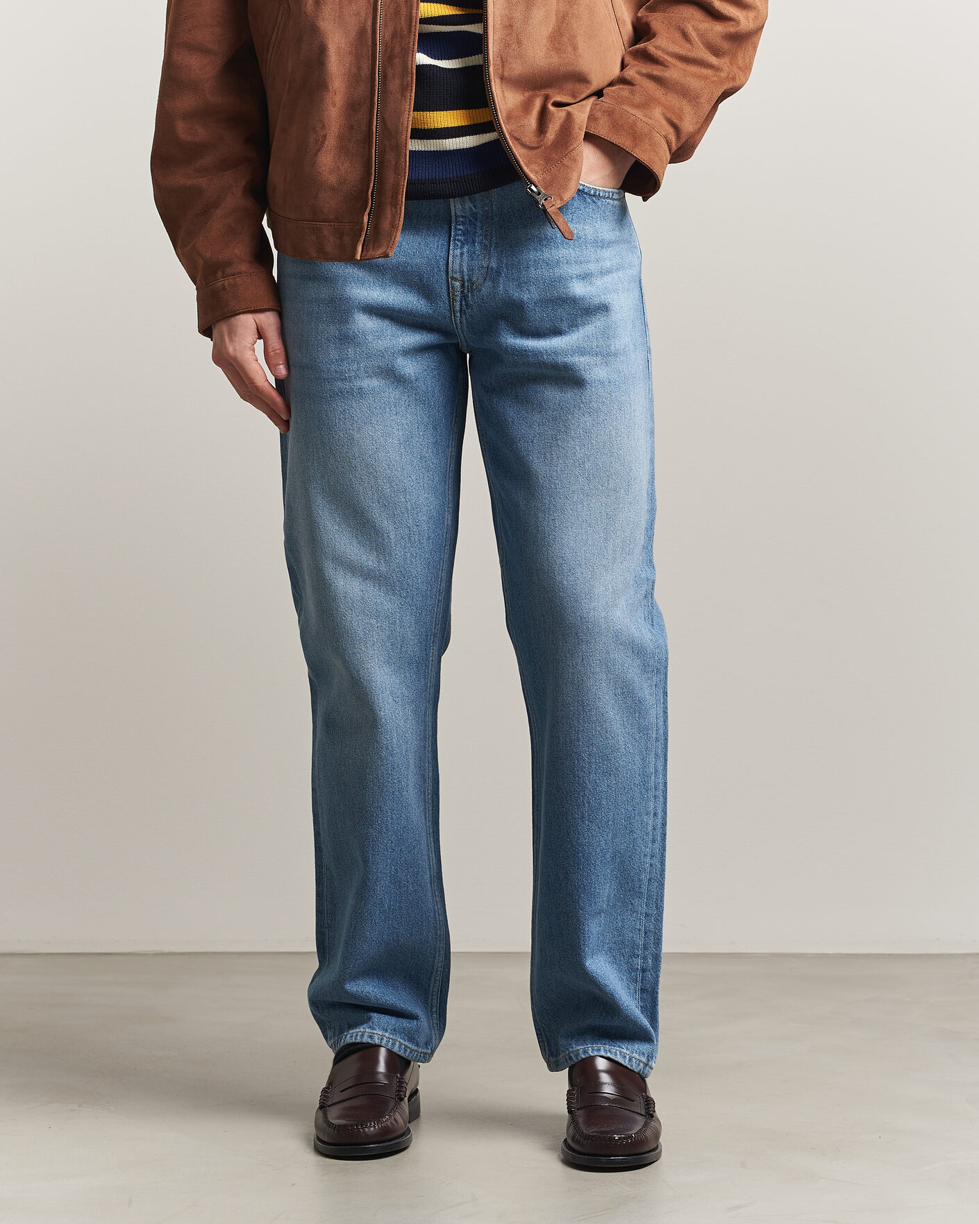 Mies | Housut | Gant | Straight Fit Jeans Semi Light Blue Worn In