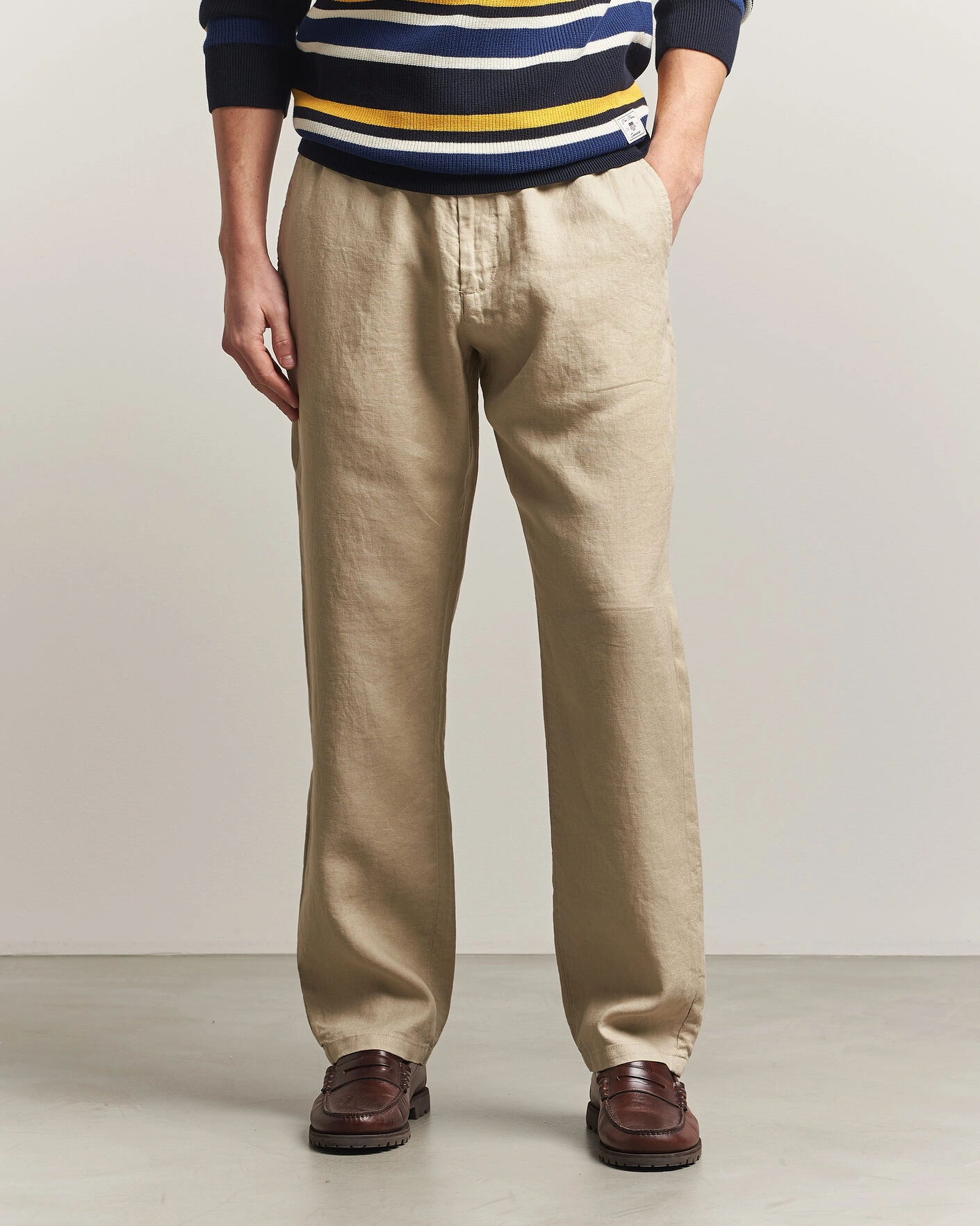 Mies | Housut | Gant | Regular Fit Linen Drawstring Pants Oat Beige