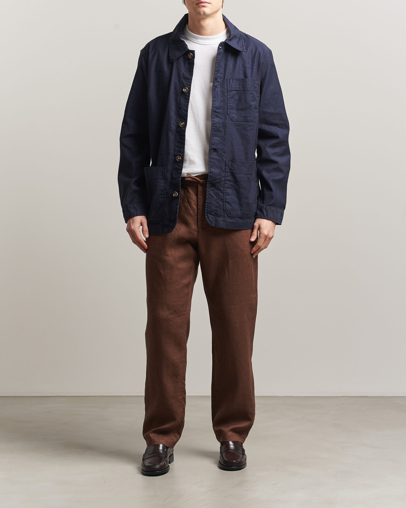 Mies | Housut | GANT | Regular Fit Linen Drawstring Pants Mahogany Brown