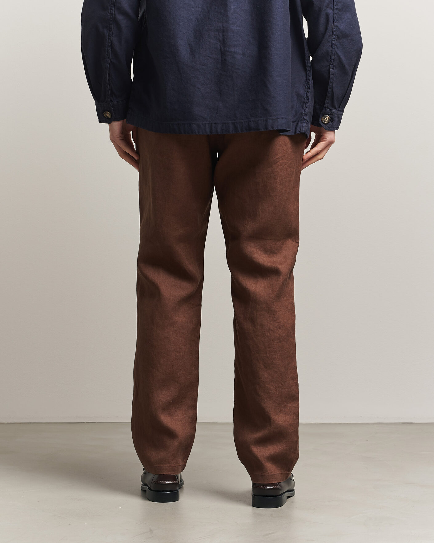Mies | Housut | Gant | Regular Fit Linen Drawstring Pants Mahogany Brown