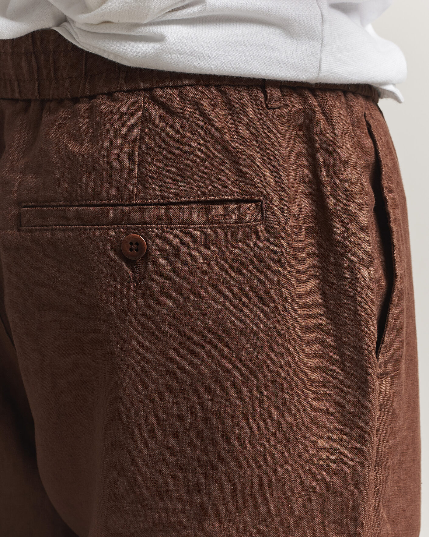 Mies | Housut | Gant | Regular Fit Linen Drawstring Pants Mahogany Brown