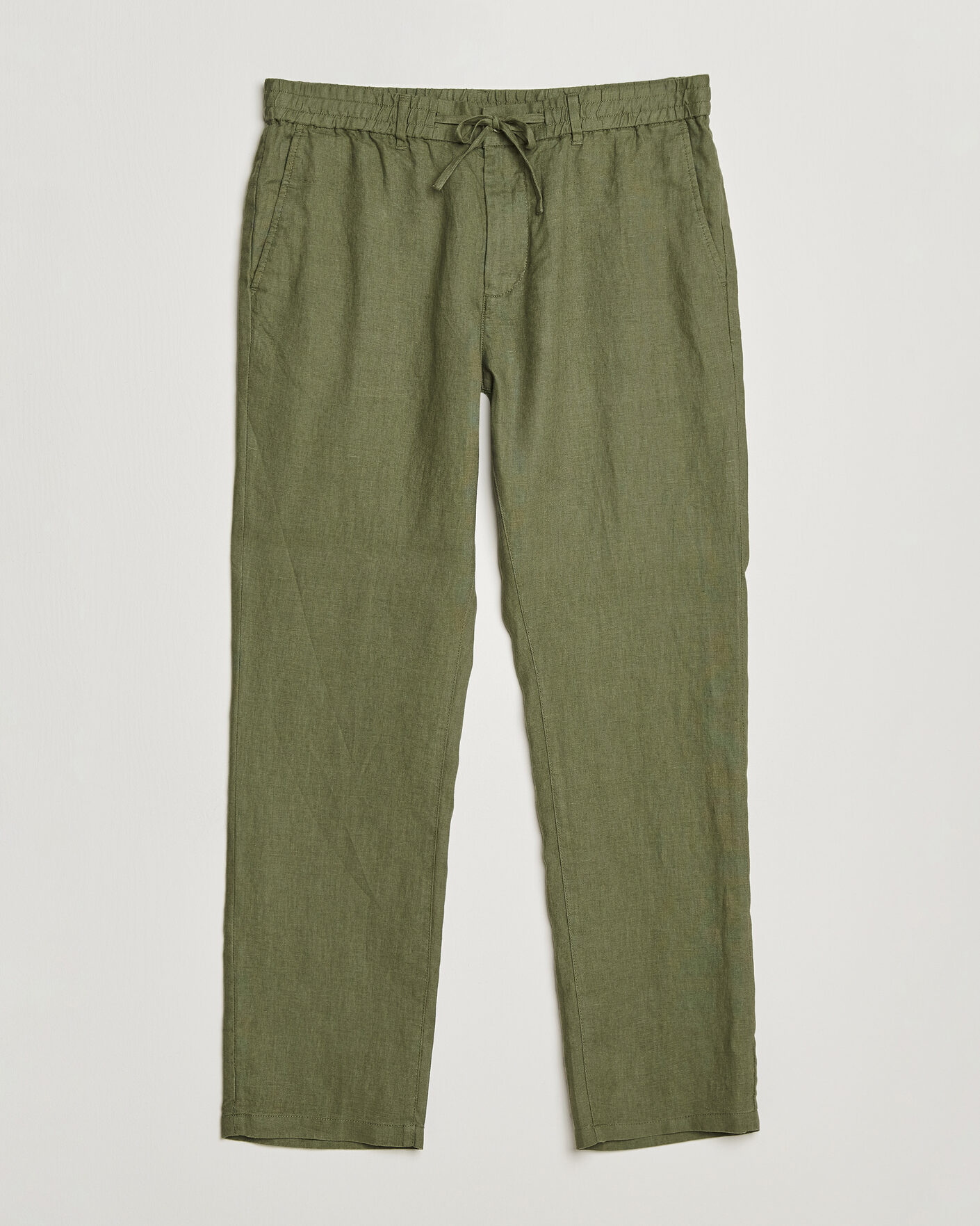 Mies | Housut | GANT | Regular Fit Linen Drawstring Pants Dry Herb Green