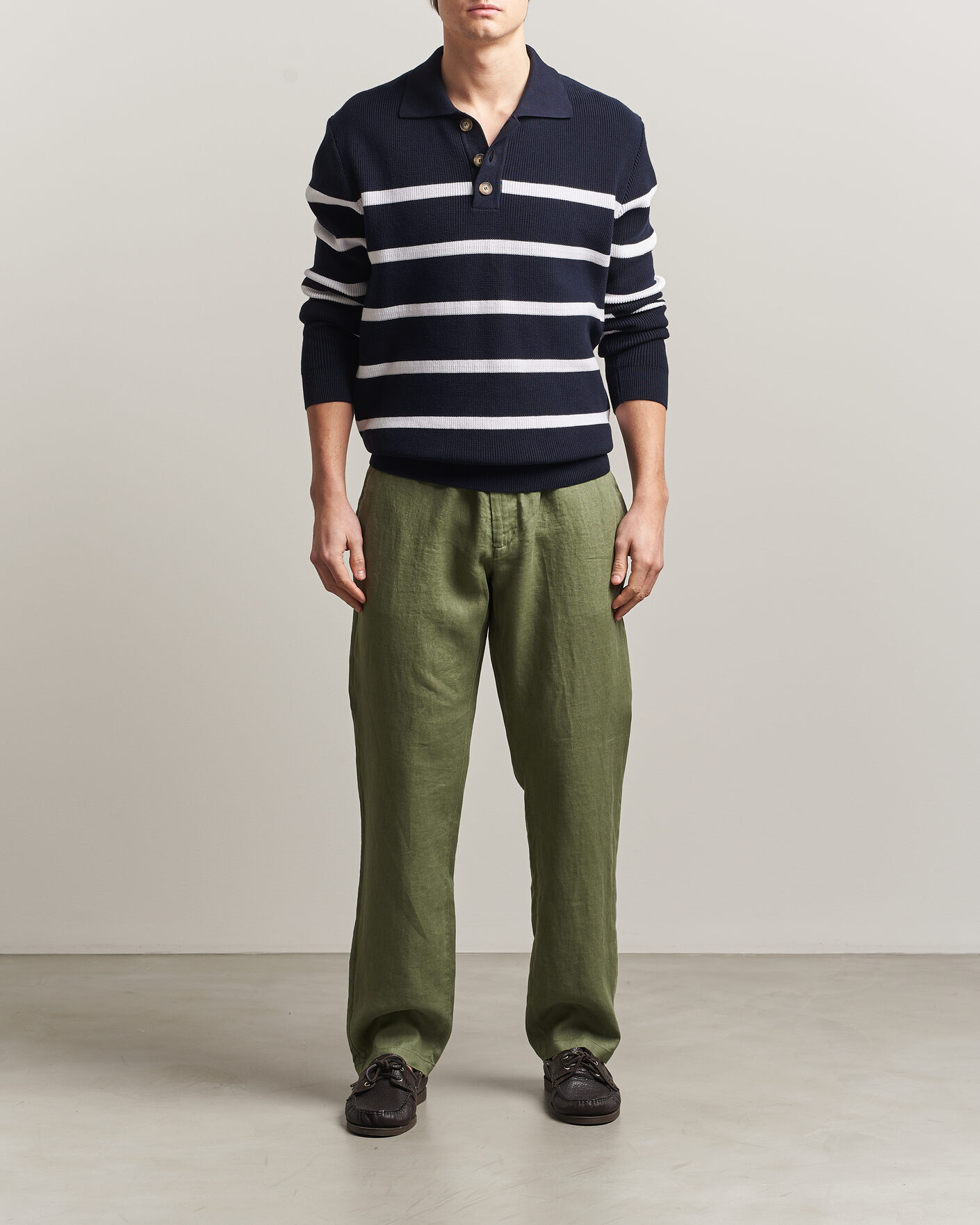 Mies | Housut | Gant | Regular Fit Linen Drawstring Pants Dry Herb Green