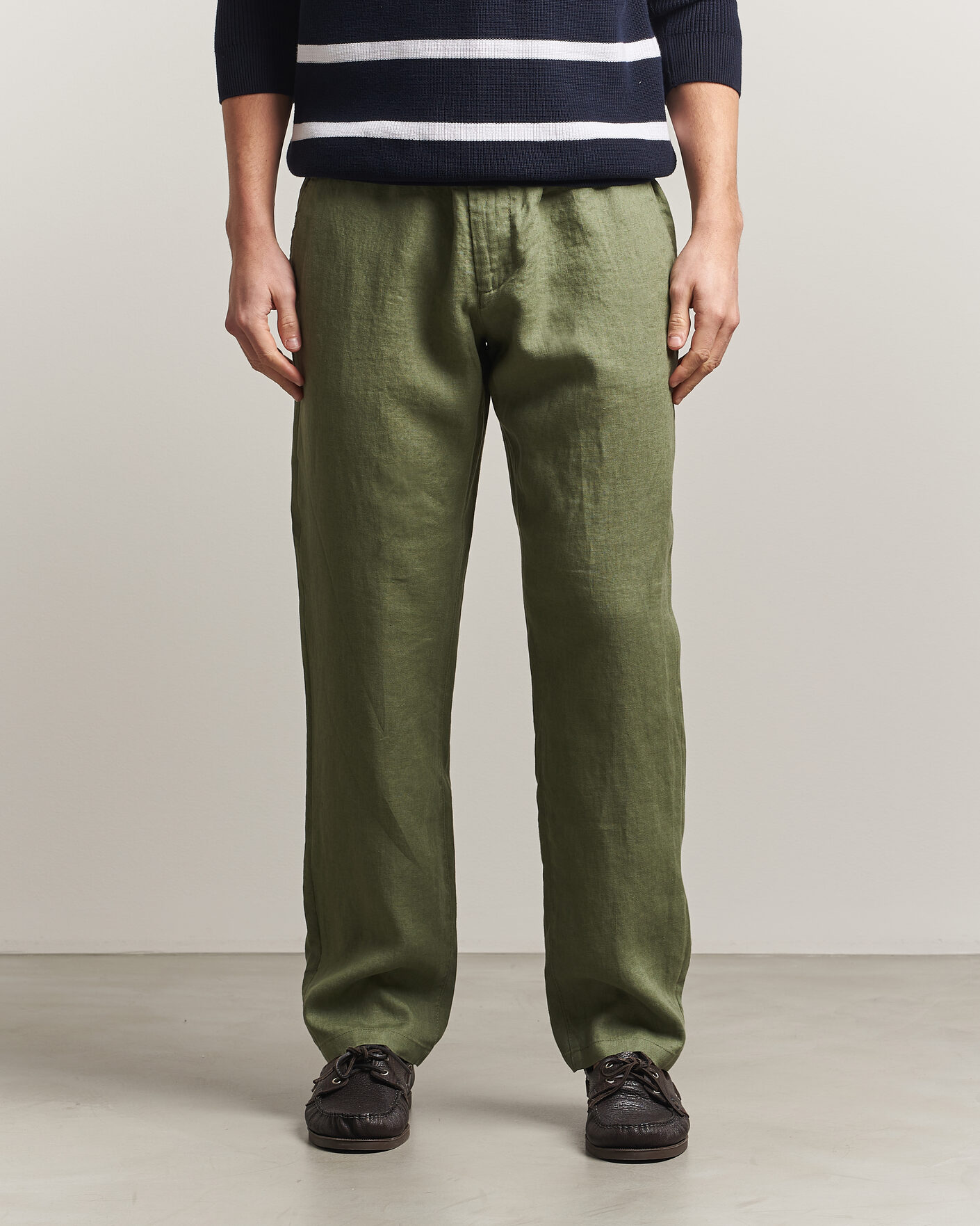 Mies | Housut | Gant | Regular Fit Linen Drawstring Pants Dry Herb Green