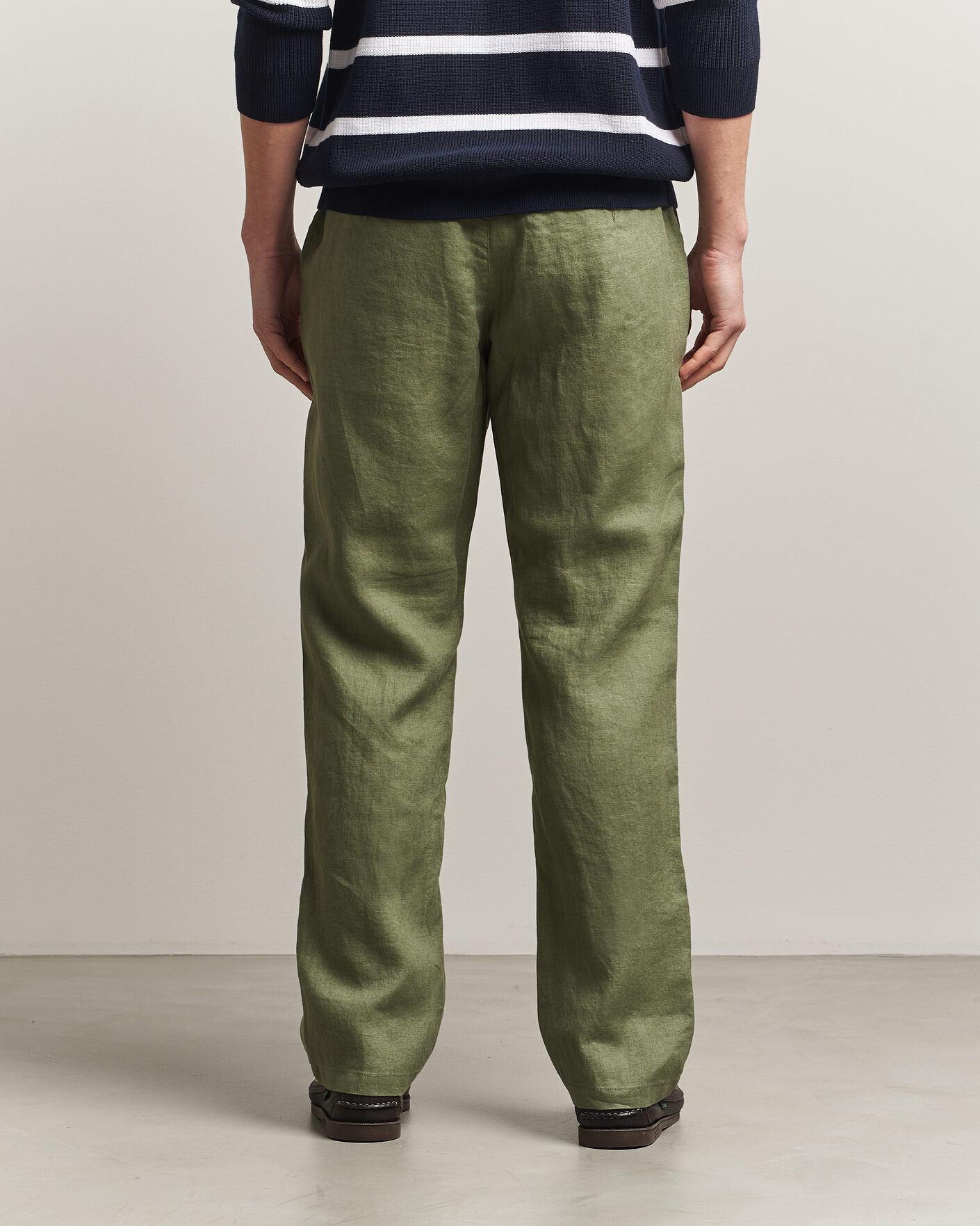 Mies | Housut | GANT | Regular Fit Linen Drawstring Pants Dry Herb Green
