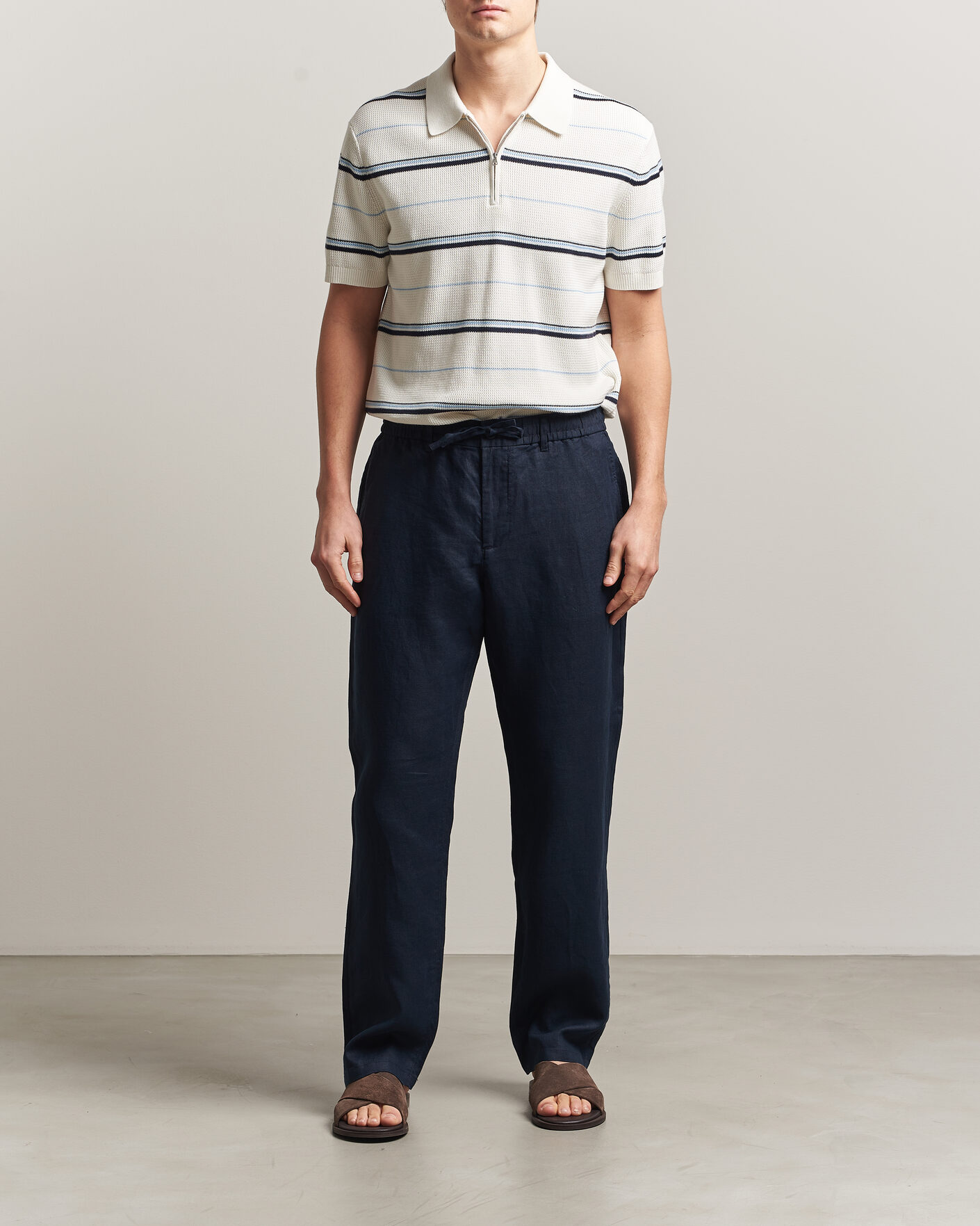 Mies | Housut | GANT | Regular Fit Linen Drawstring Pants Evening Blue