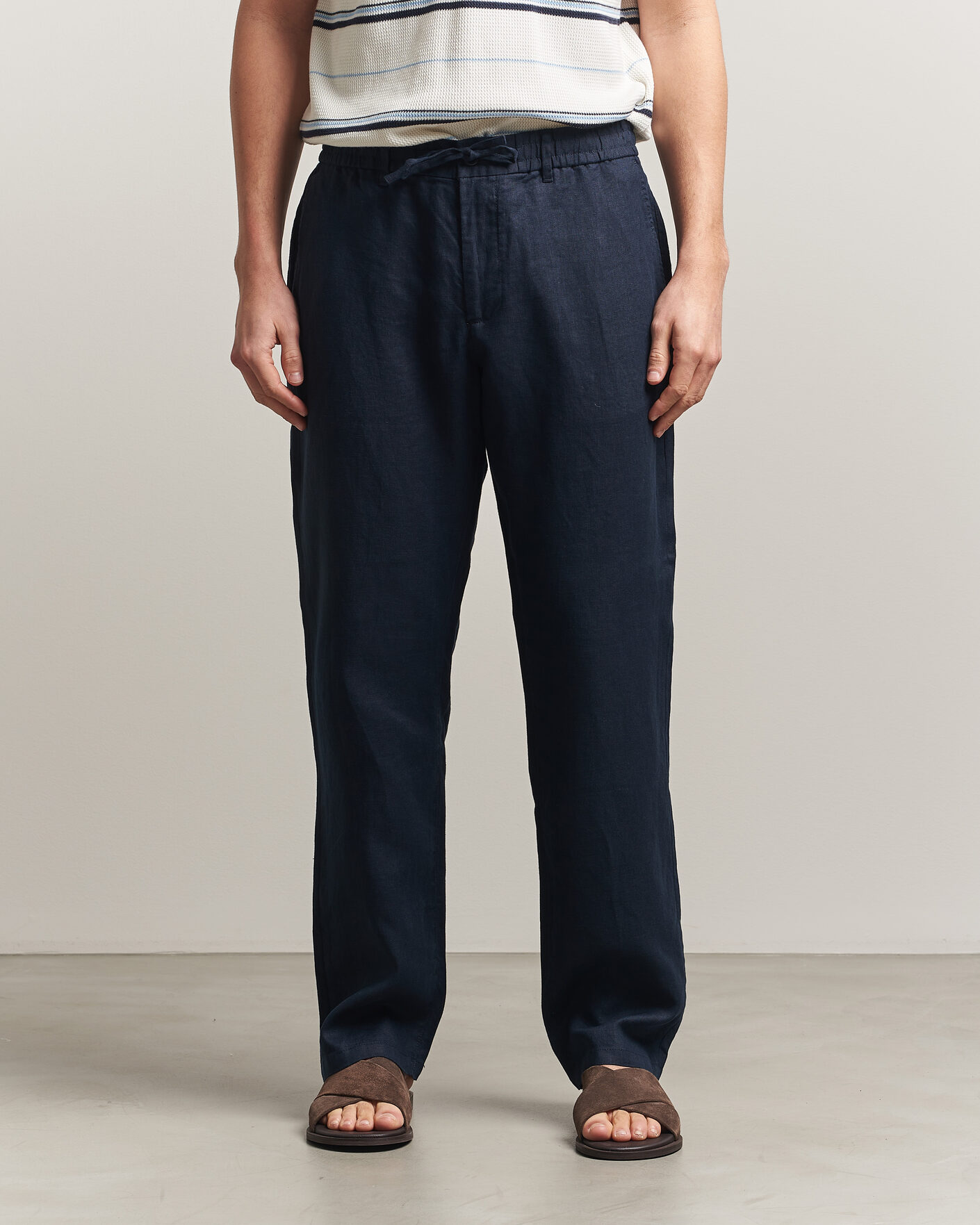Mies | Housut | GANT | Regular Fit Linen Drawstring Pants Evening Blue