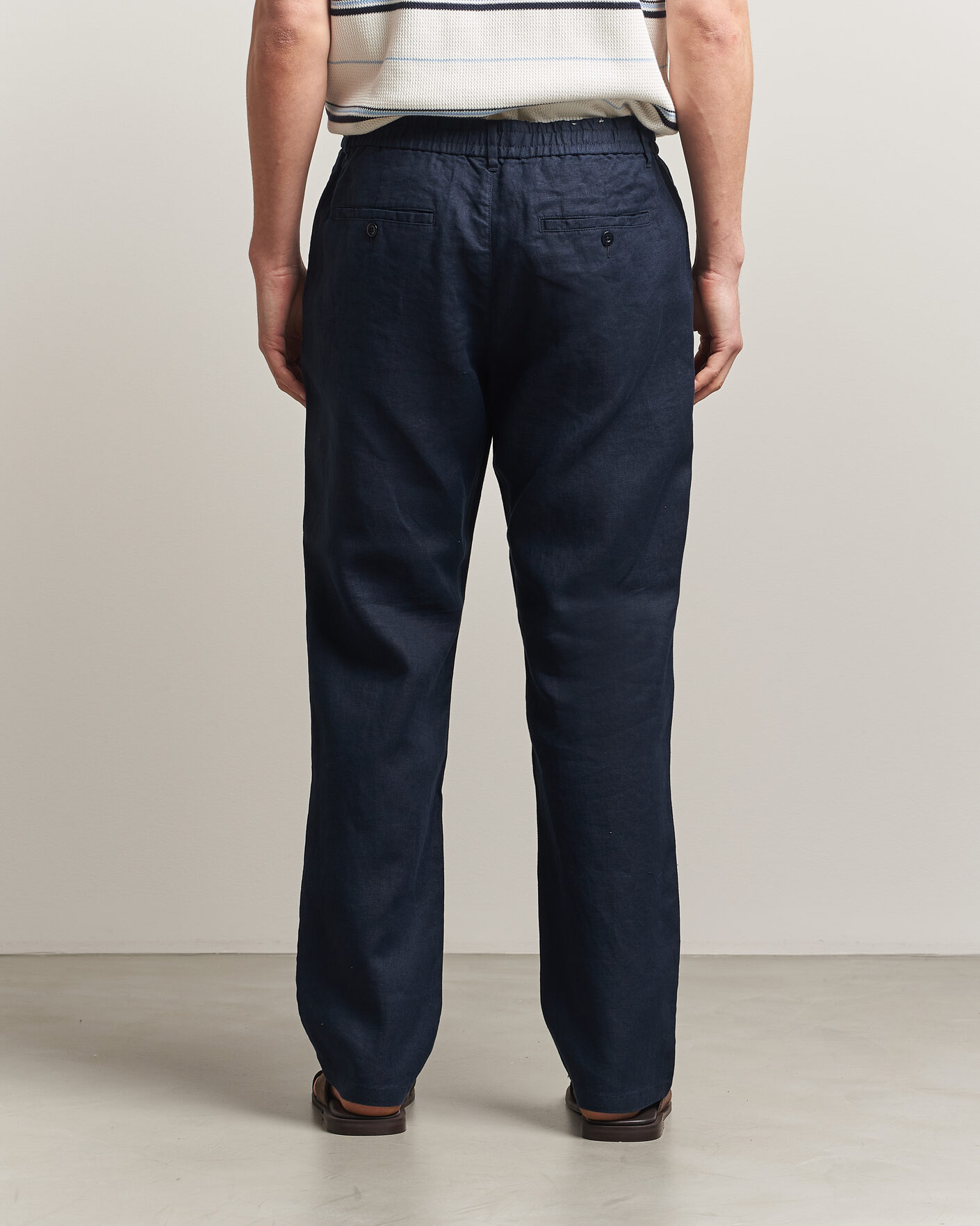 Mies | Housut | GANT | Regular Fit Linen Drawstring Pants Evening Blue