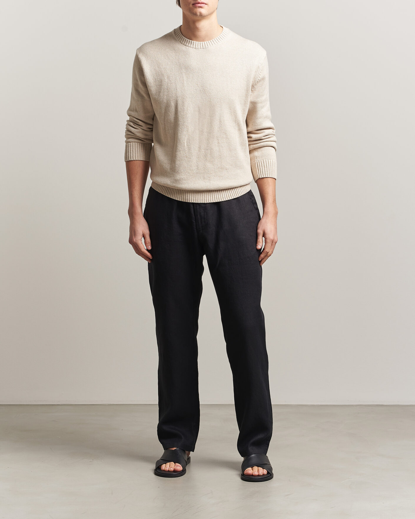 Mies | Housut | Gant | Regular Fit Linen Drawstring Pants Black